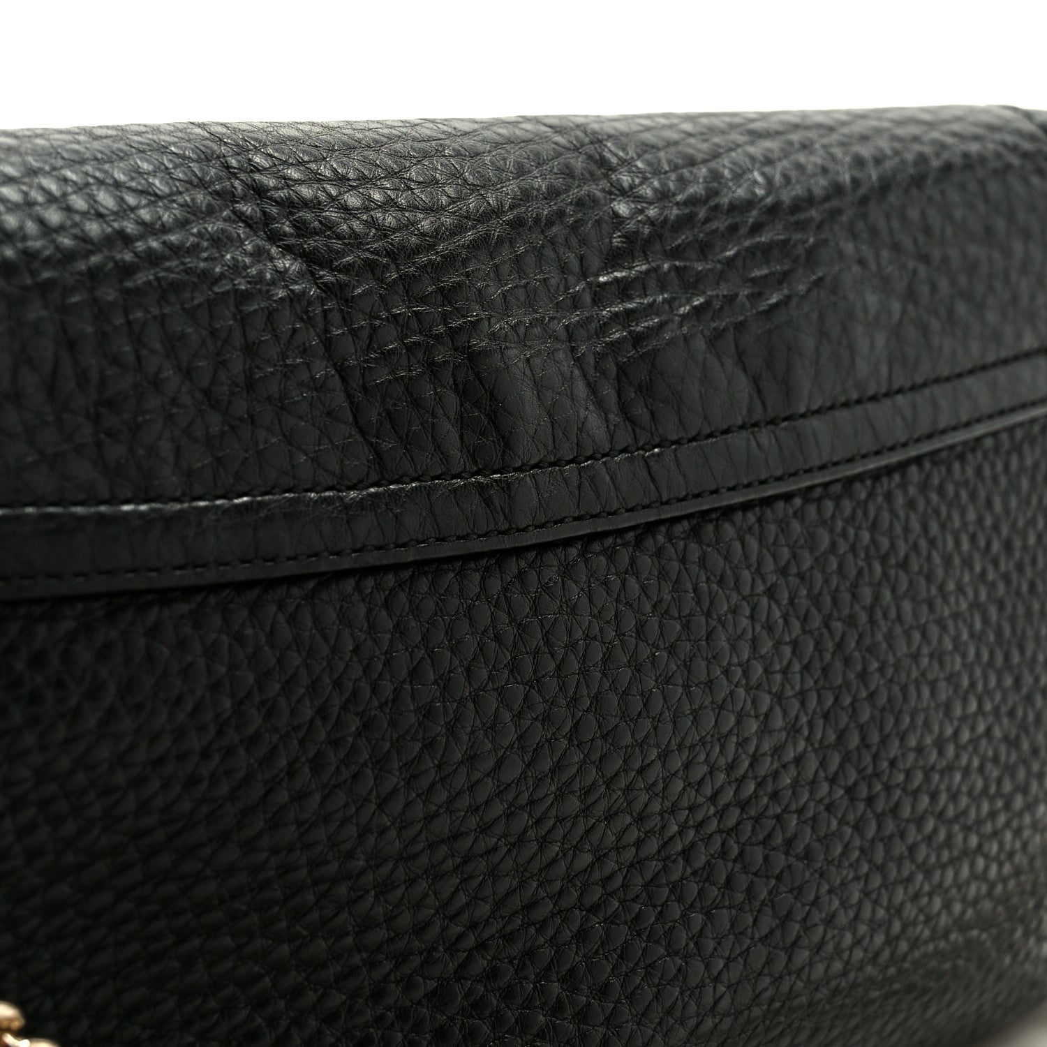 Pebbled Calfskin Medium Soho Flap Crossbody Black