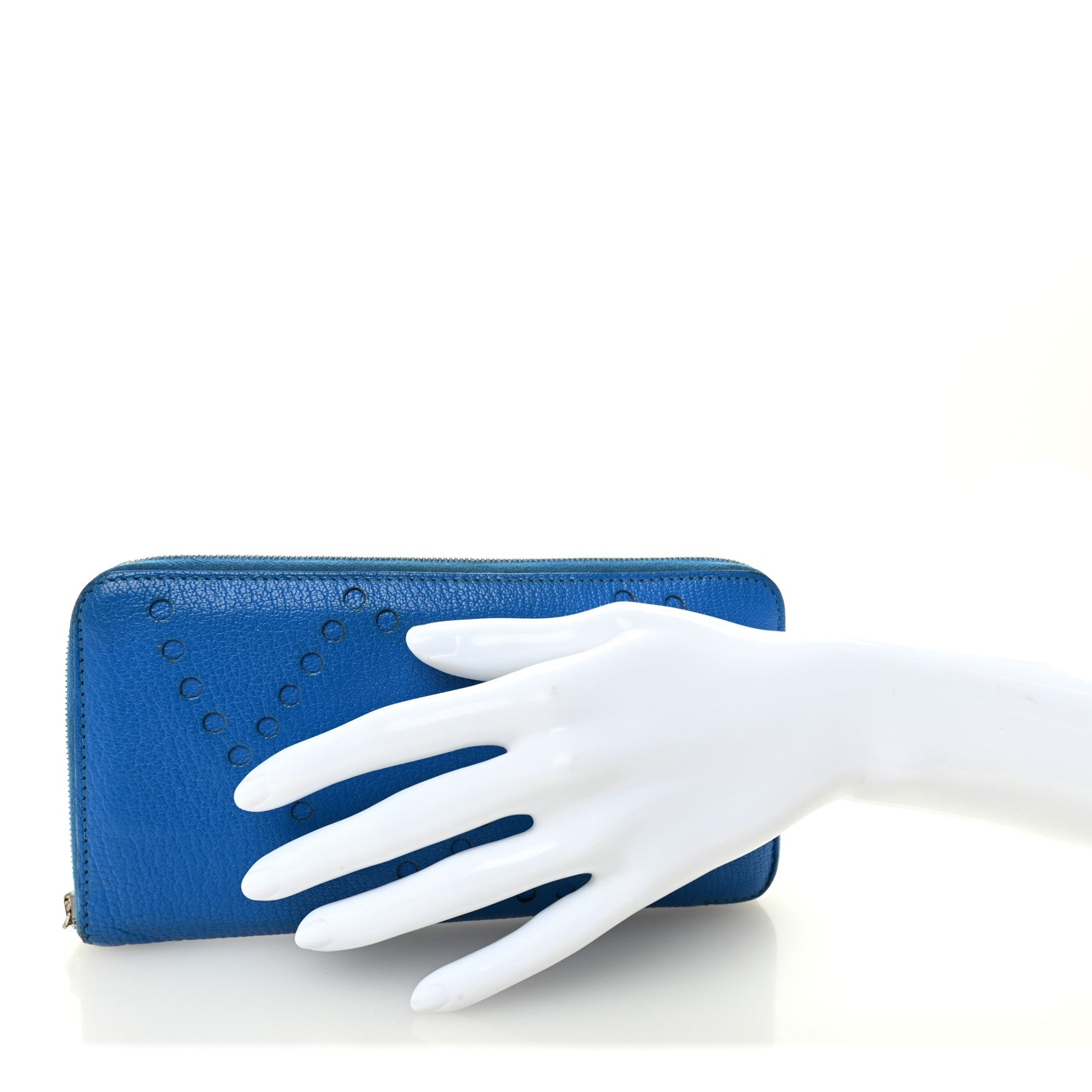 Chevre Mysore Evelyne Long Wallet Bleu Hydra