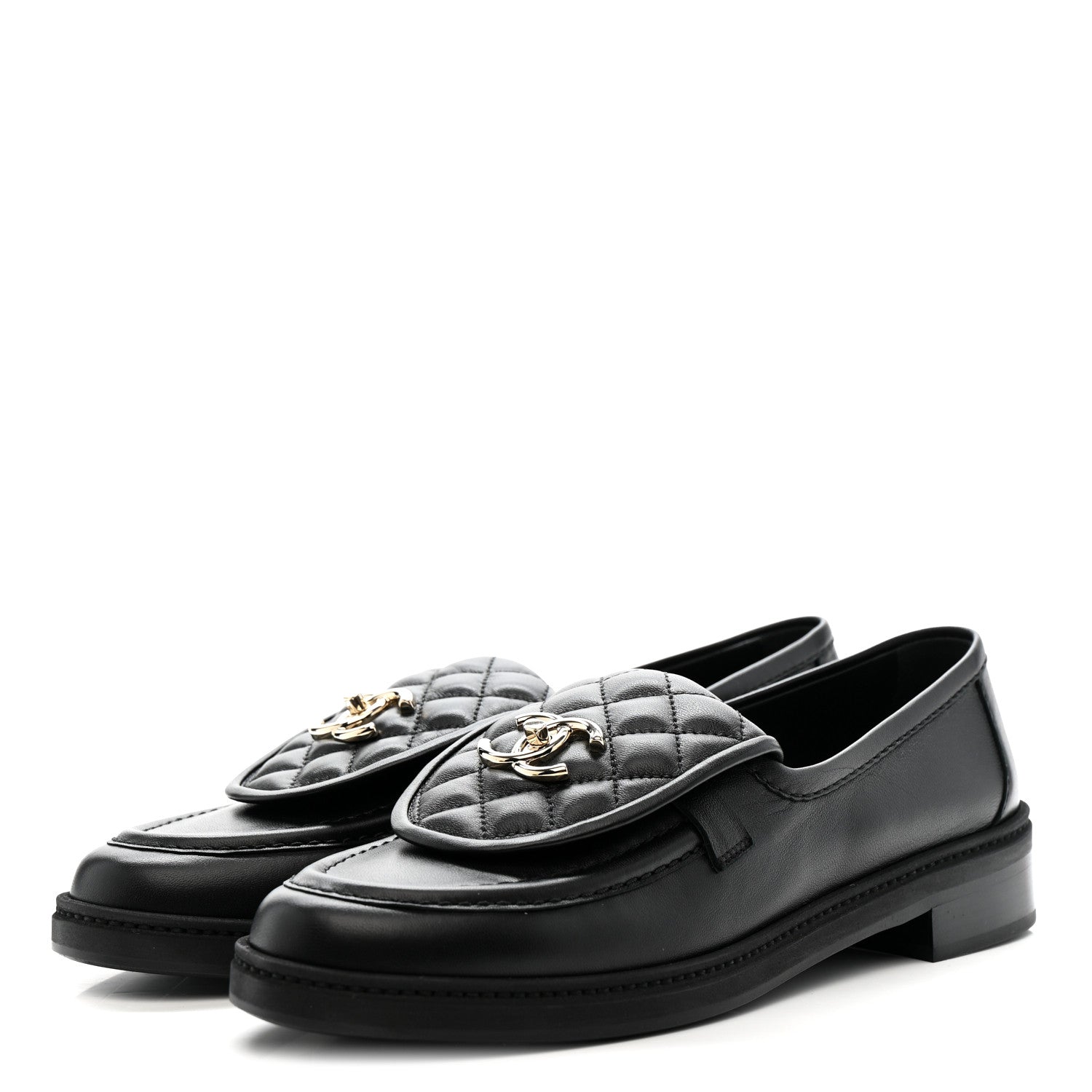 Lambskin Quilted CC Turnlock Loafers 40 Black