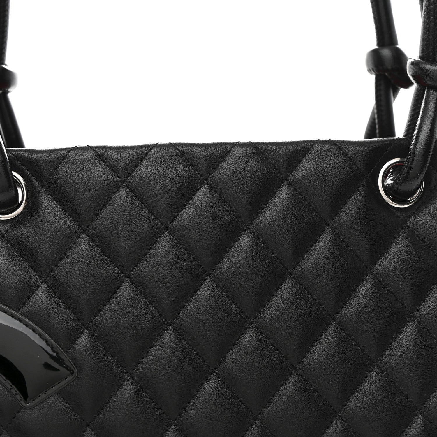 Calfskin Quilted Large Cambon Tote Black