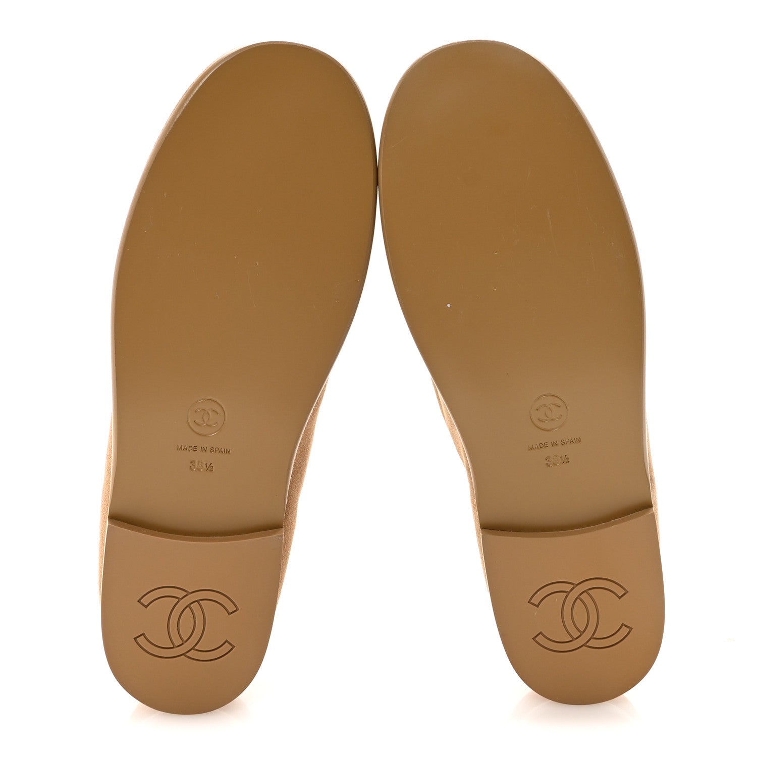 Suede Calfskin CC Loafers 38.5 Dark Beige