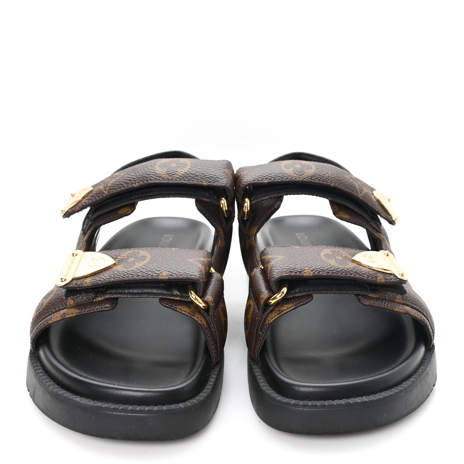 Monogram LV Sunset Comfort Flat Sandals 36 Cacao Brown