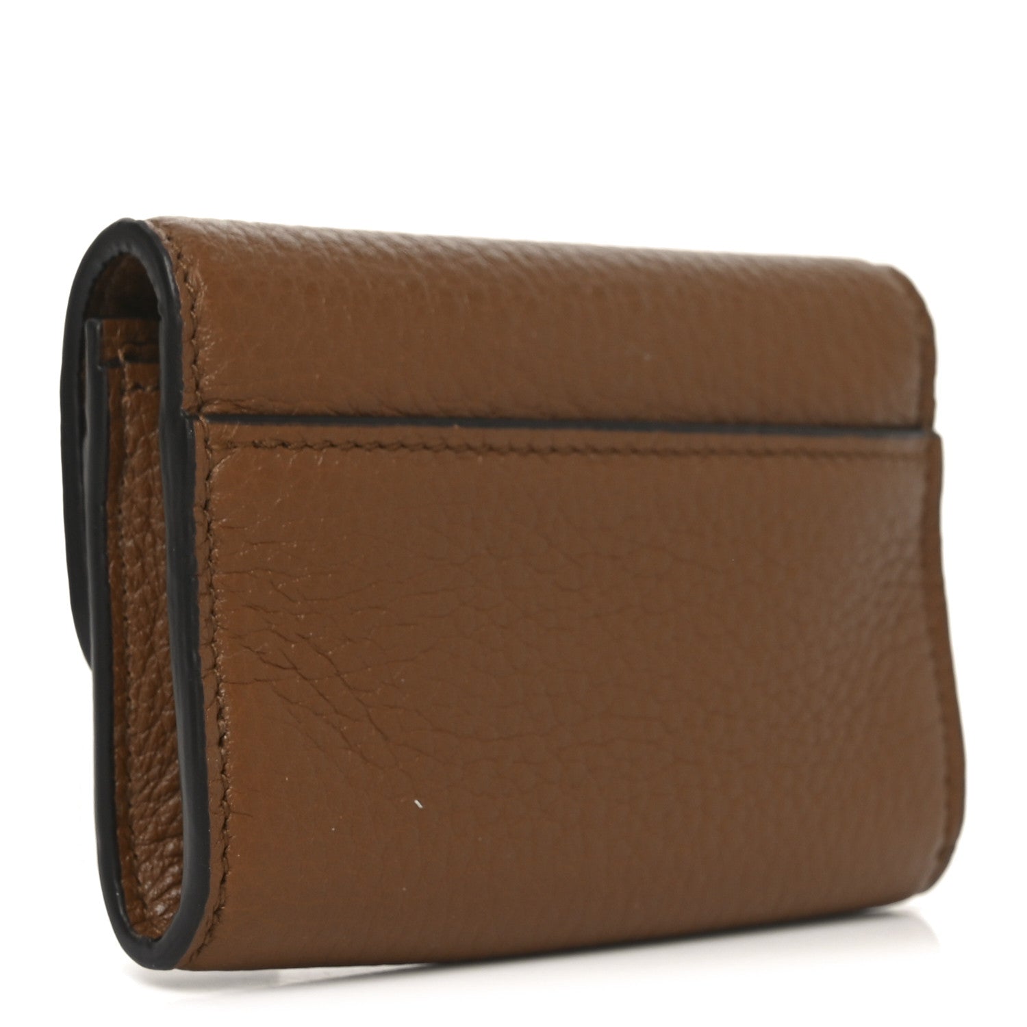 Grainy Calfskin Softbit Card Case Wallet Brown