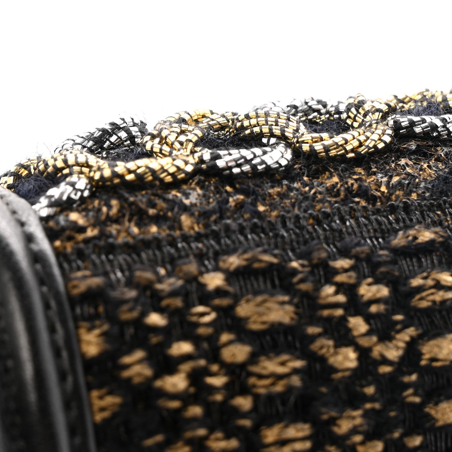 Lambskin Metallic Tweed Embroidered Mini Boy Flap Black Gold Multicolor