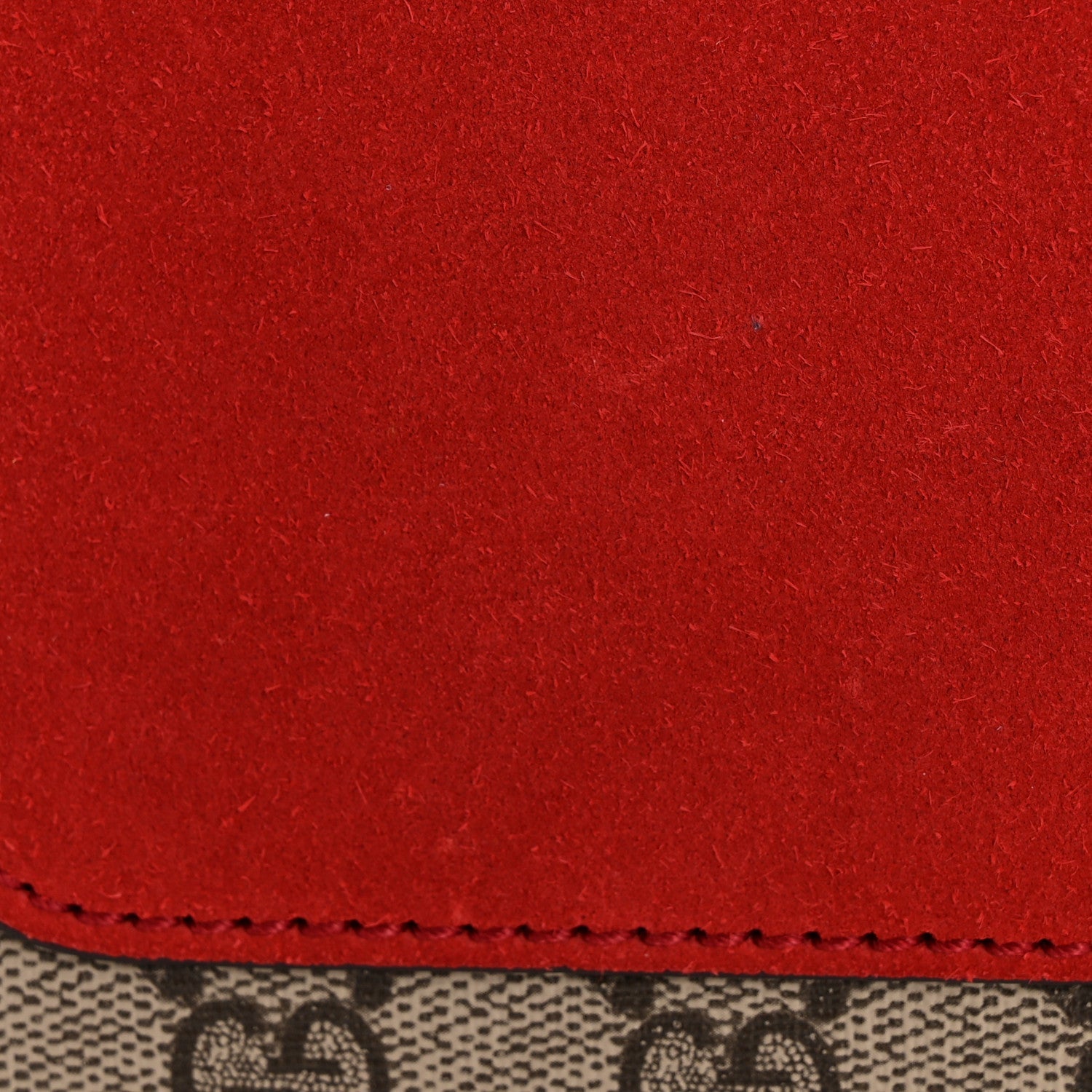 GG Supreme Monogram Suede Cudu Medium Dionysus Shoulder Bag Beige Ebony Vulcanic Red