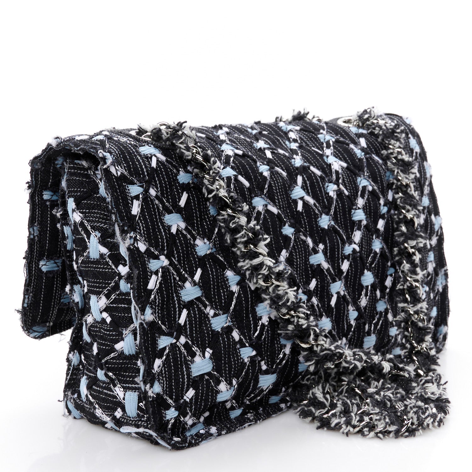 Woven Denim Medium Flap Light Blue