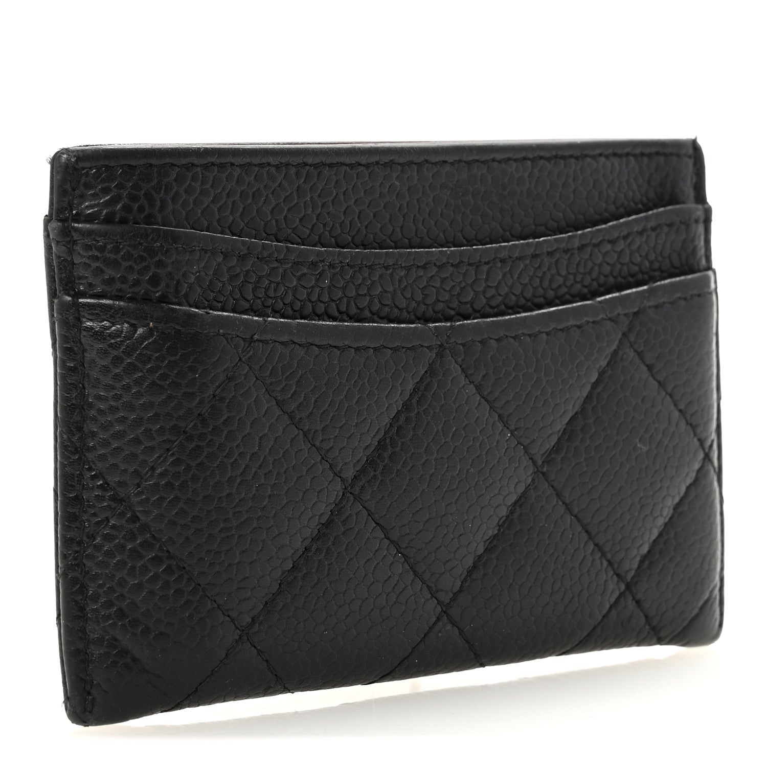 Caviar Quilted Card Holder Black