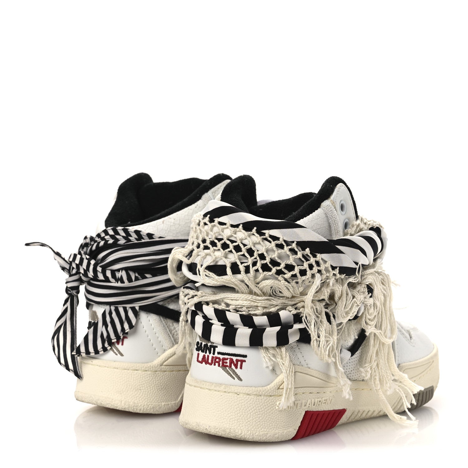 Calfskin Smith High Top Sneakers 36 White Black