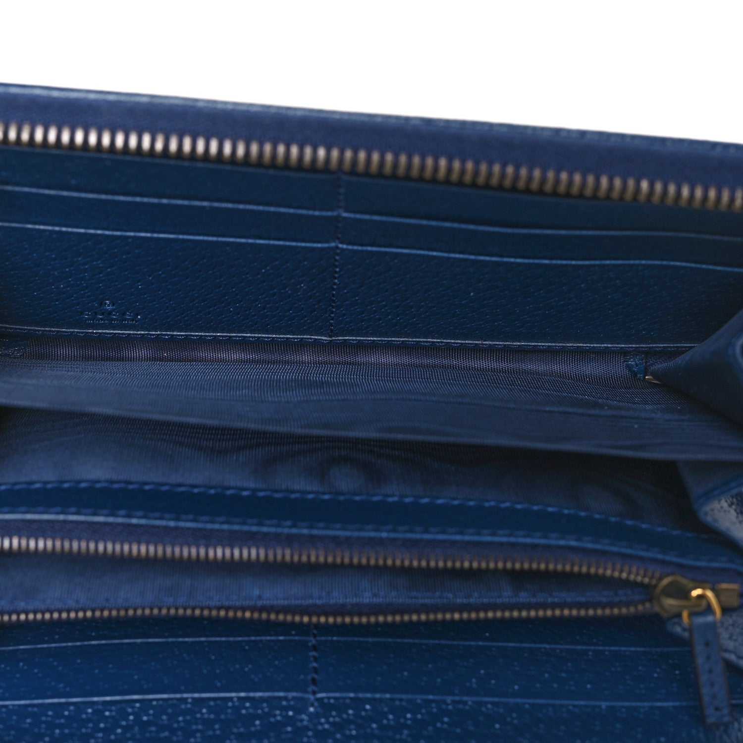 Wonka Grain Calfskin Diana Zip Around Continental Wallet Navy