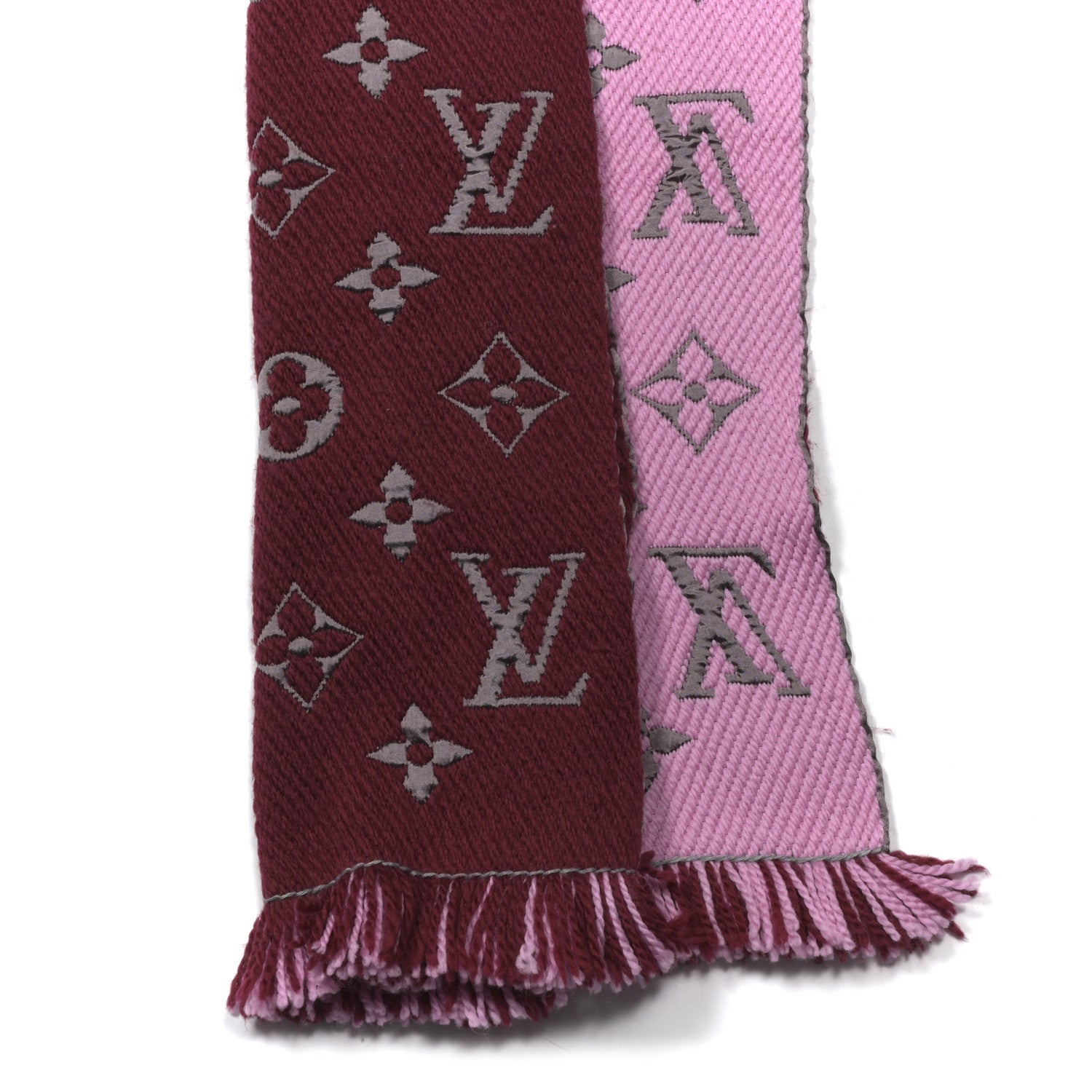 Wool Silk Logomania Scarf Wine