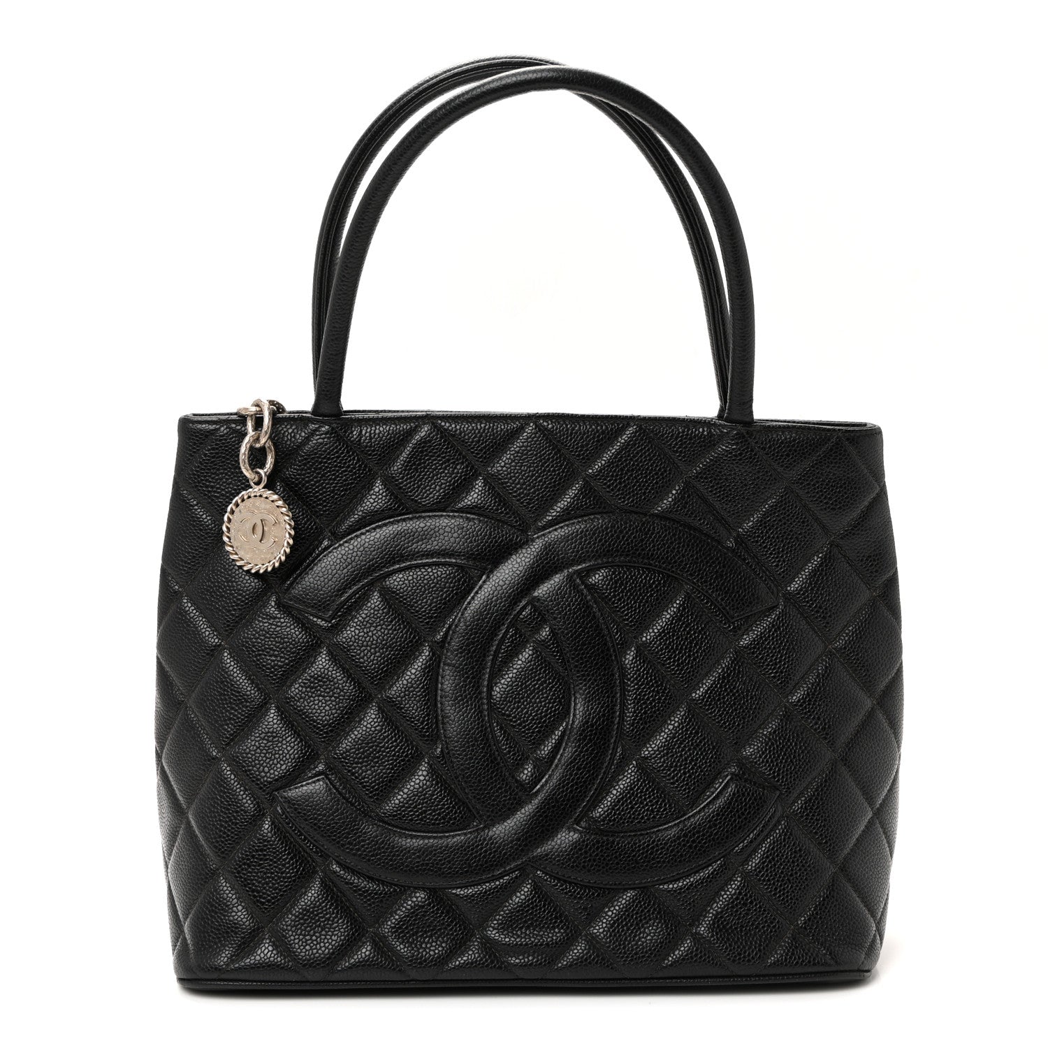 Caviar Quilted Medallion Tote Black