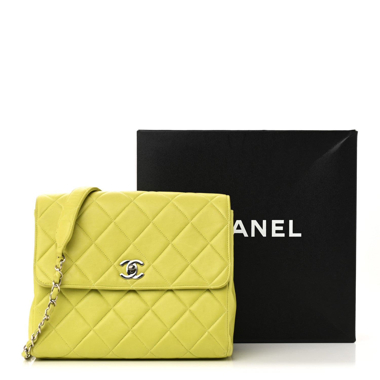 Lambskin Quilted CC Single Flap Green