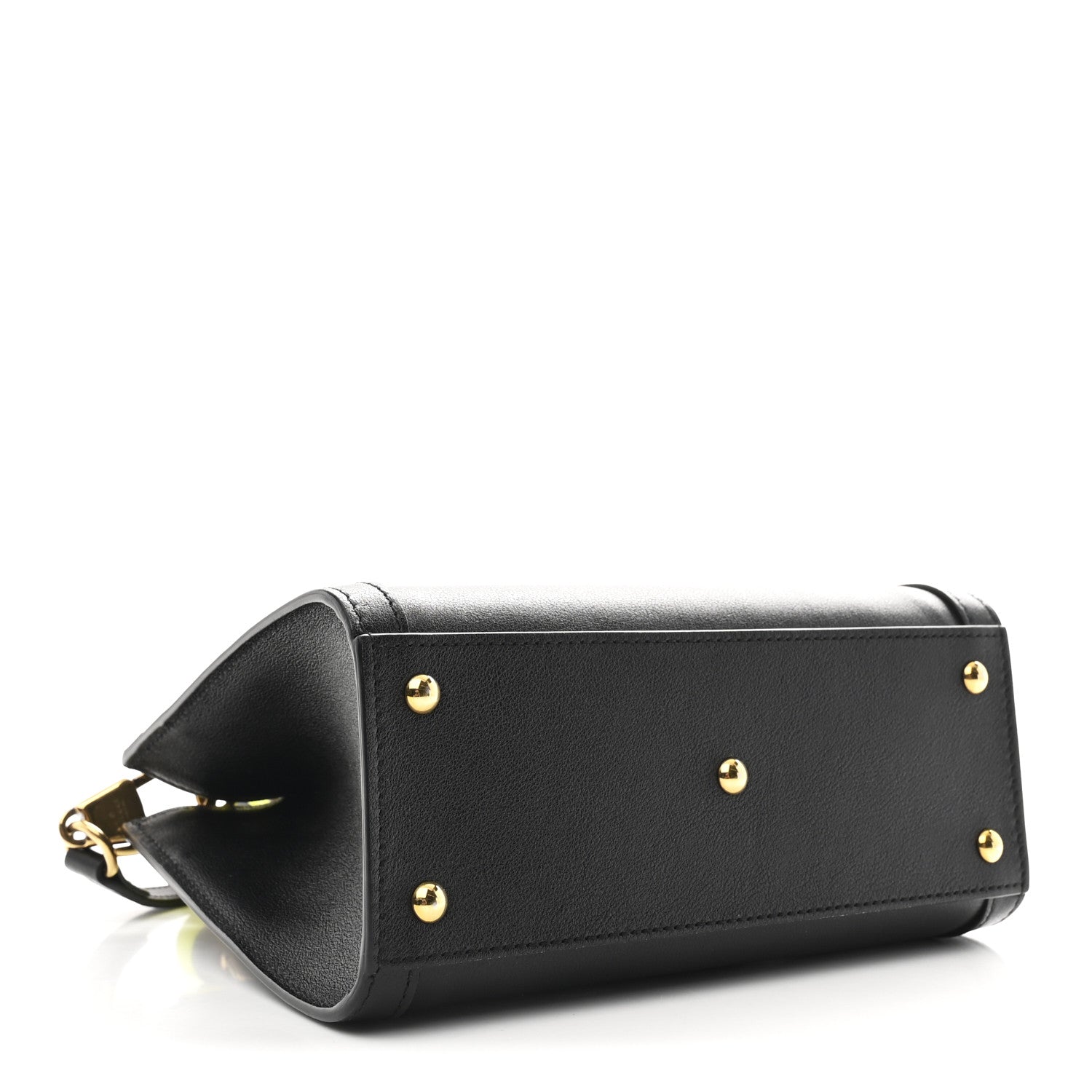 Wonka Grain Calfskin Mini Diana Tote Bag Black Yellow Fluo