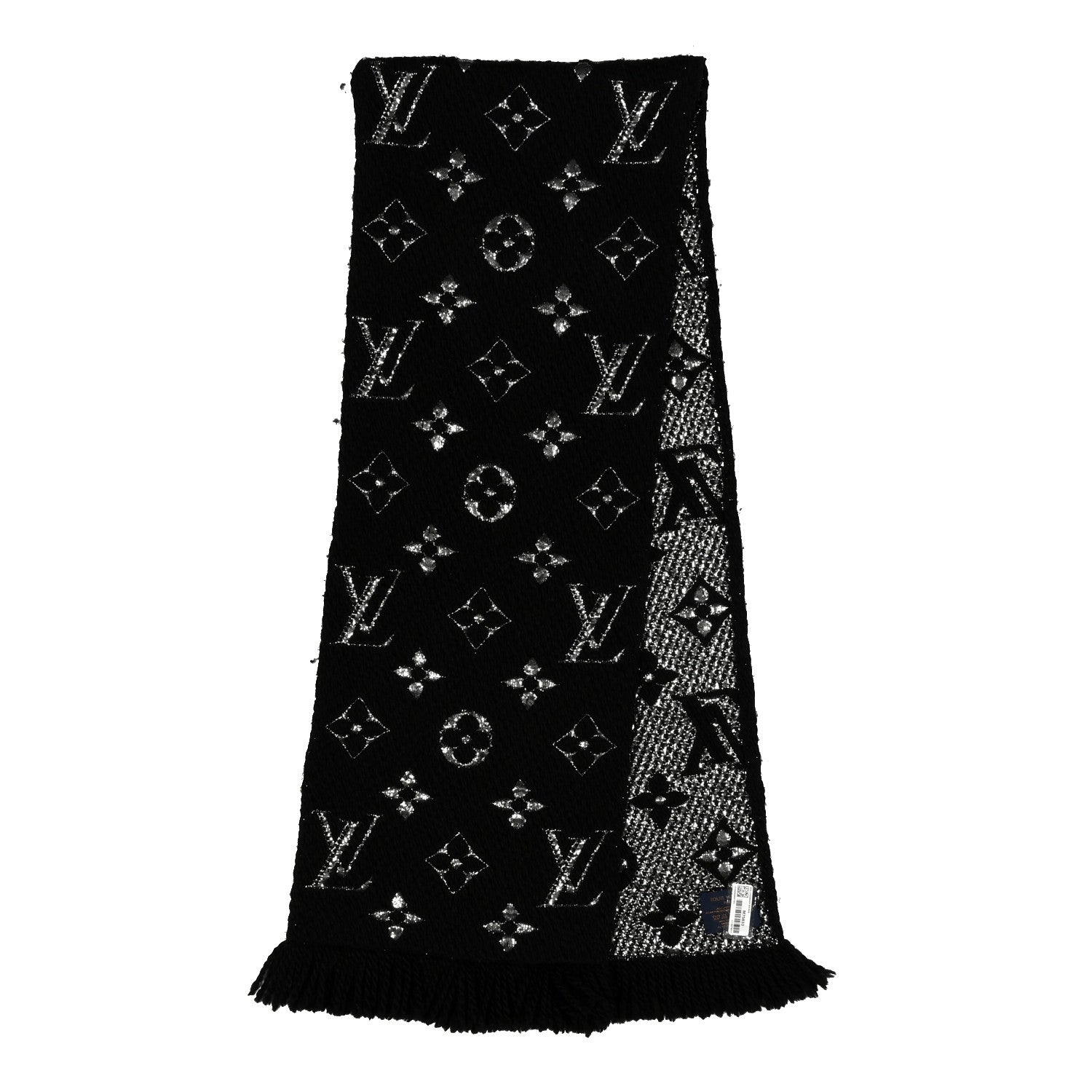 Wool Silk Logomania Shine Scarf Black