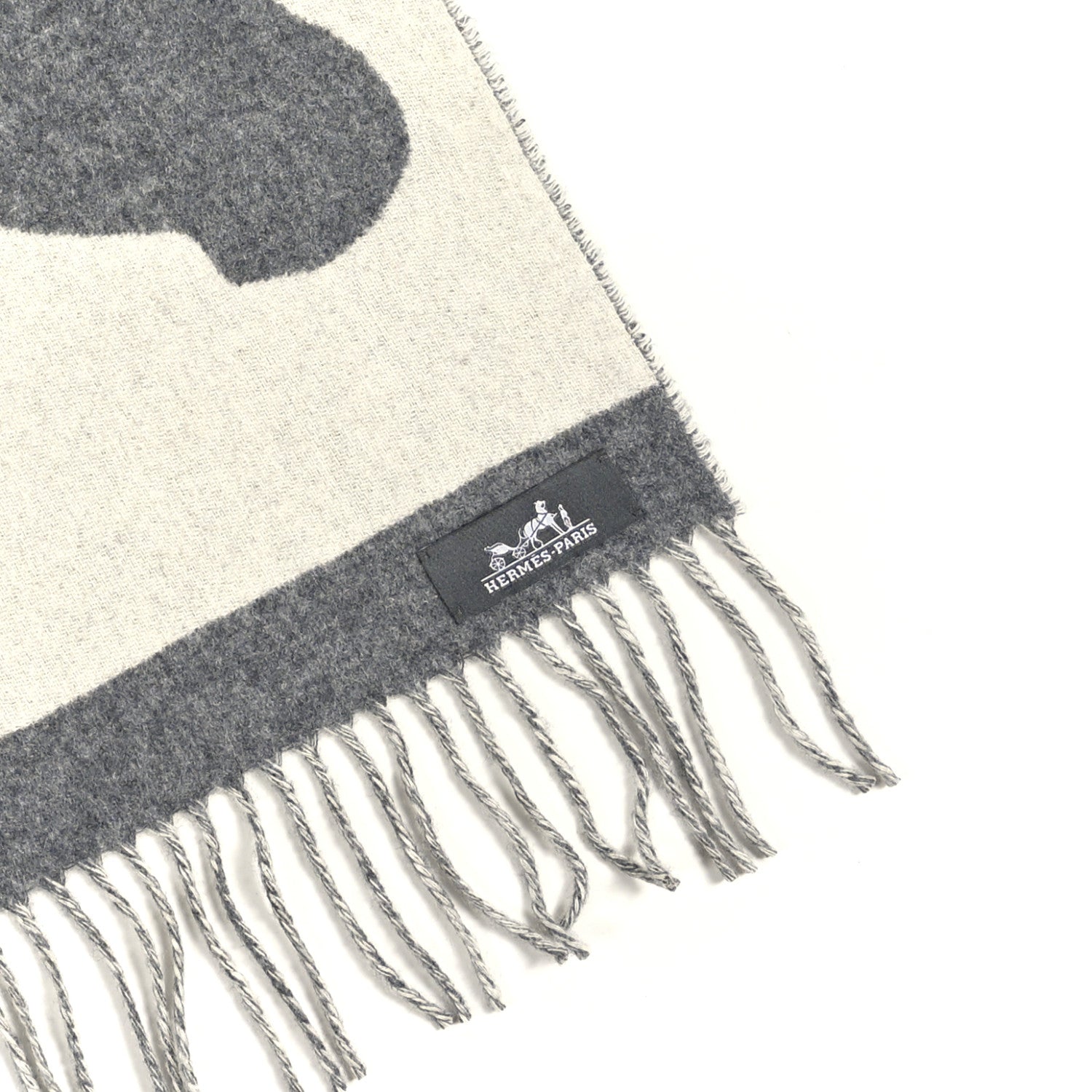 Cashmere Casaque Love Story Muffler Gris Clair Ivoire