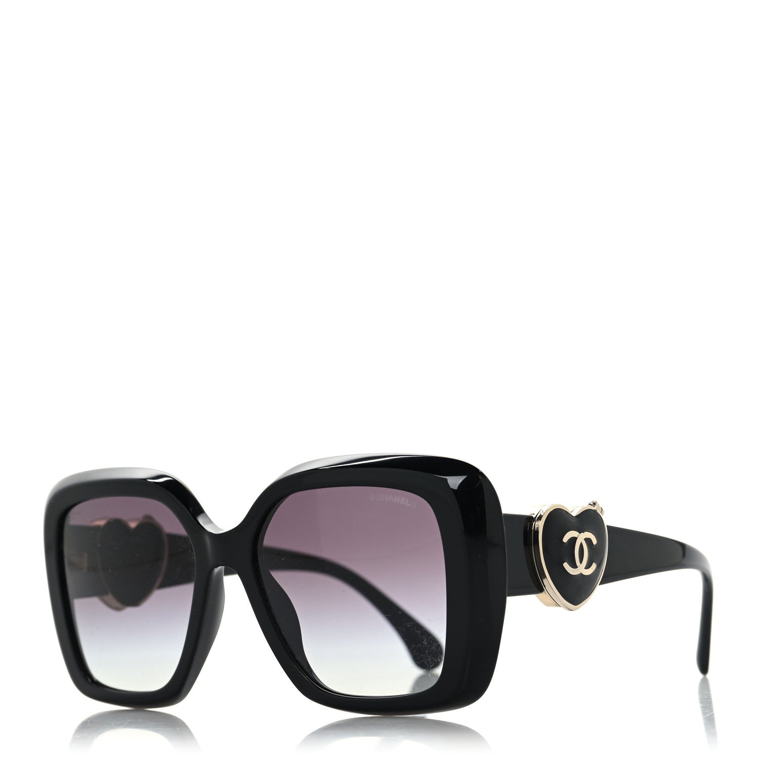 Acetate Enamel Heart Square Sunglasses 5518-A Black