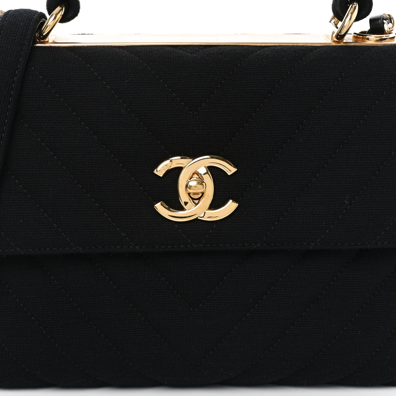 Jersey Chevron Quilted Small Trendy CC Dual Handle Flap Bag Black