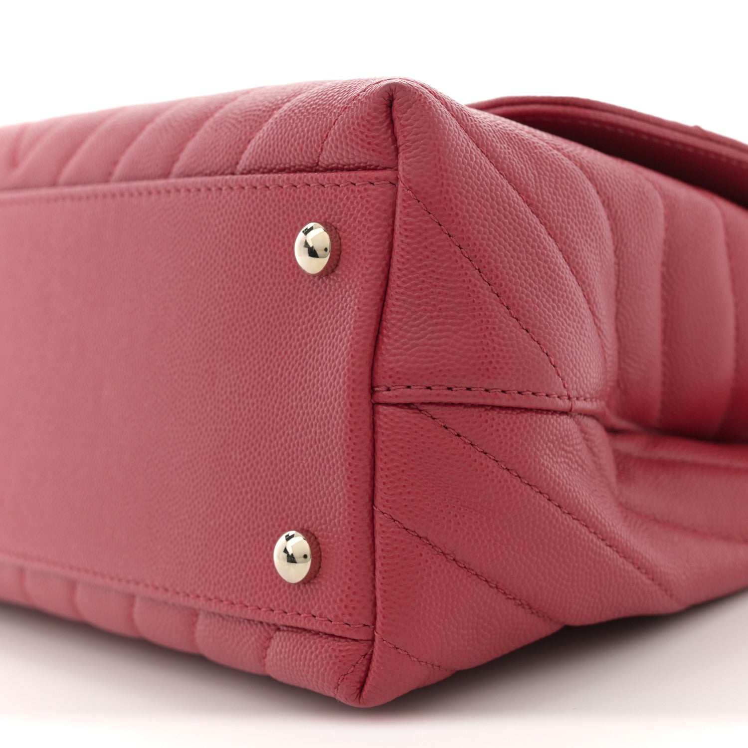 Caviar Chevron Quilted Small Coco Handle Flap Red