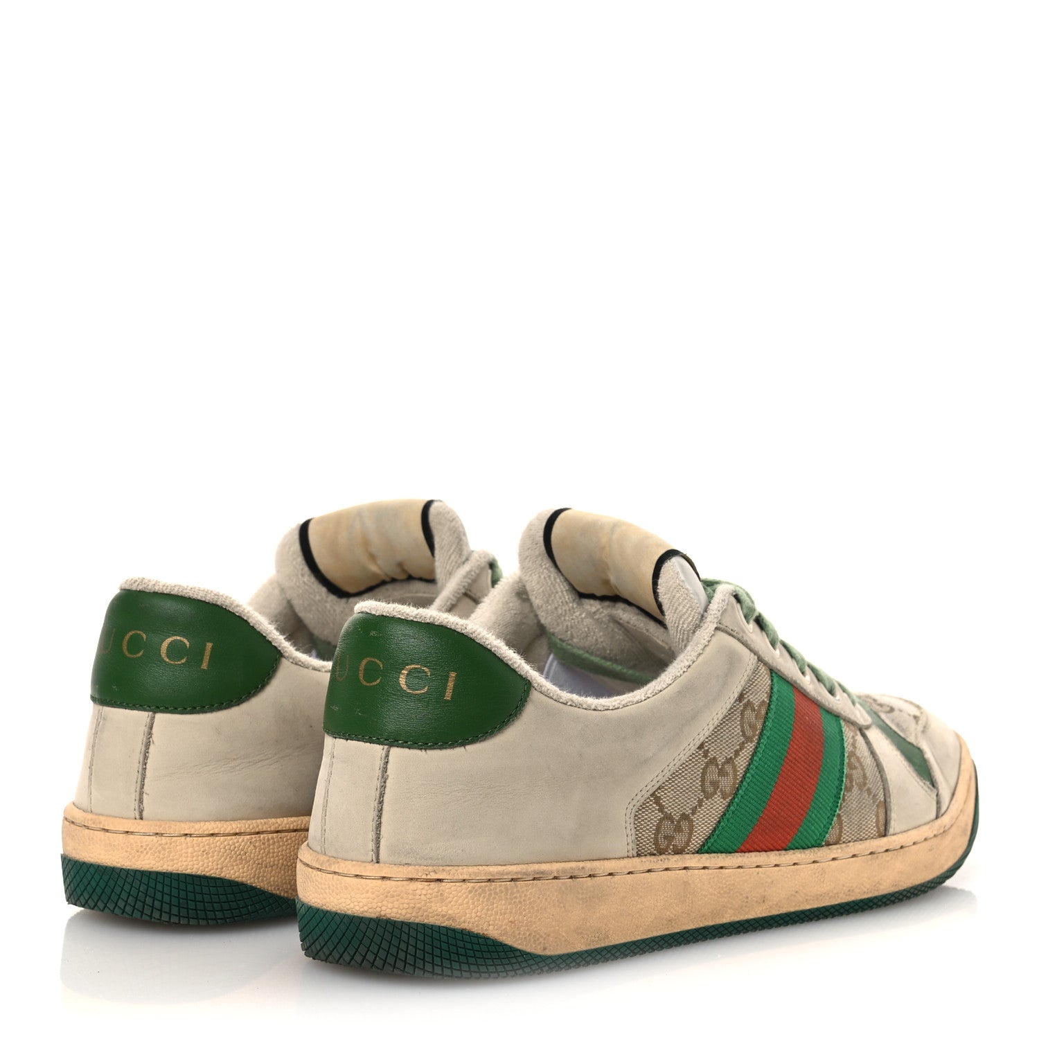 GG Monogram Nubuck Web Womens Screener Sneakers 40 New Sand Dusty Milk Vintage Green