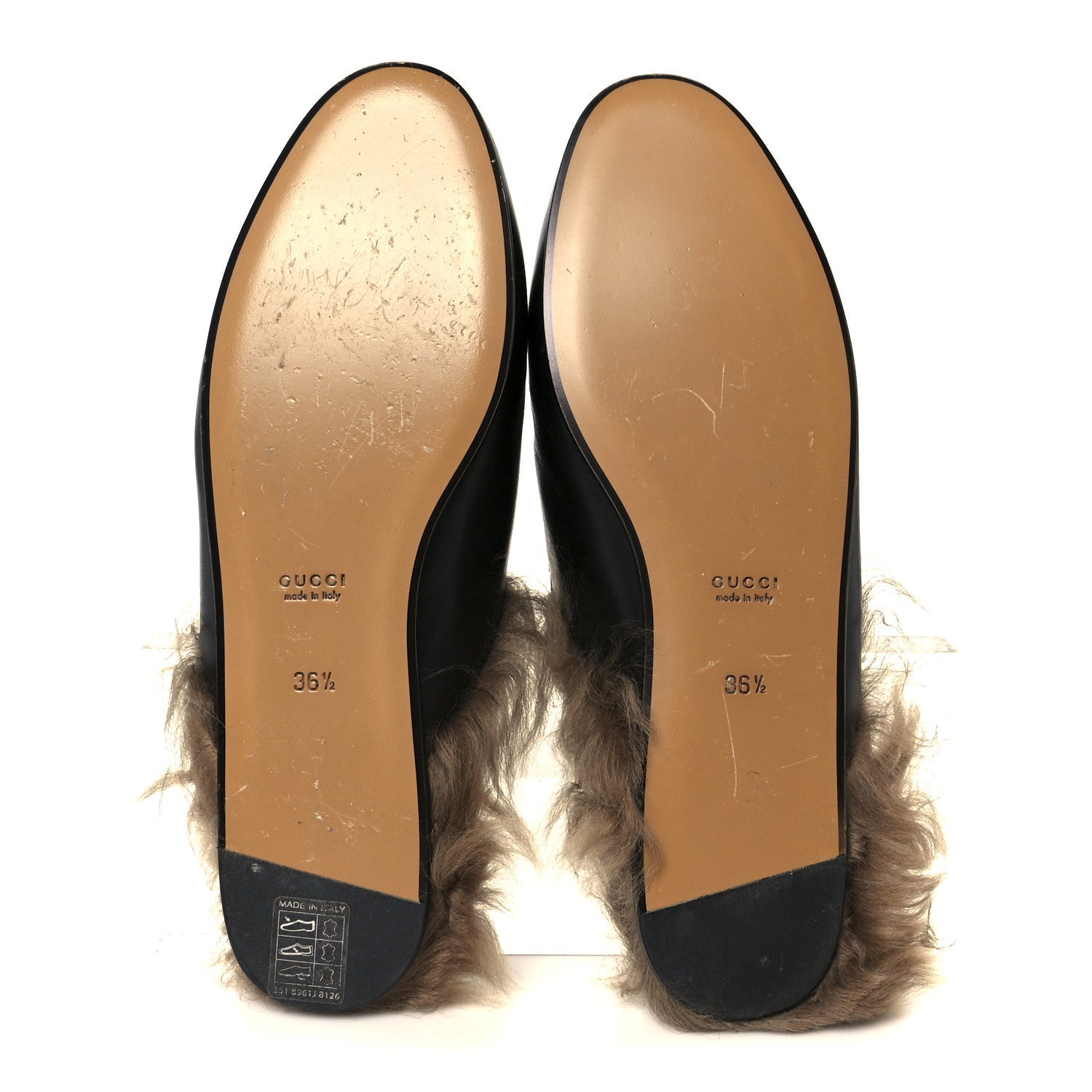 Calfskin Fur Womens Princetown Slippers 36.5 Black
