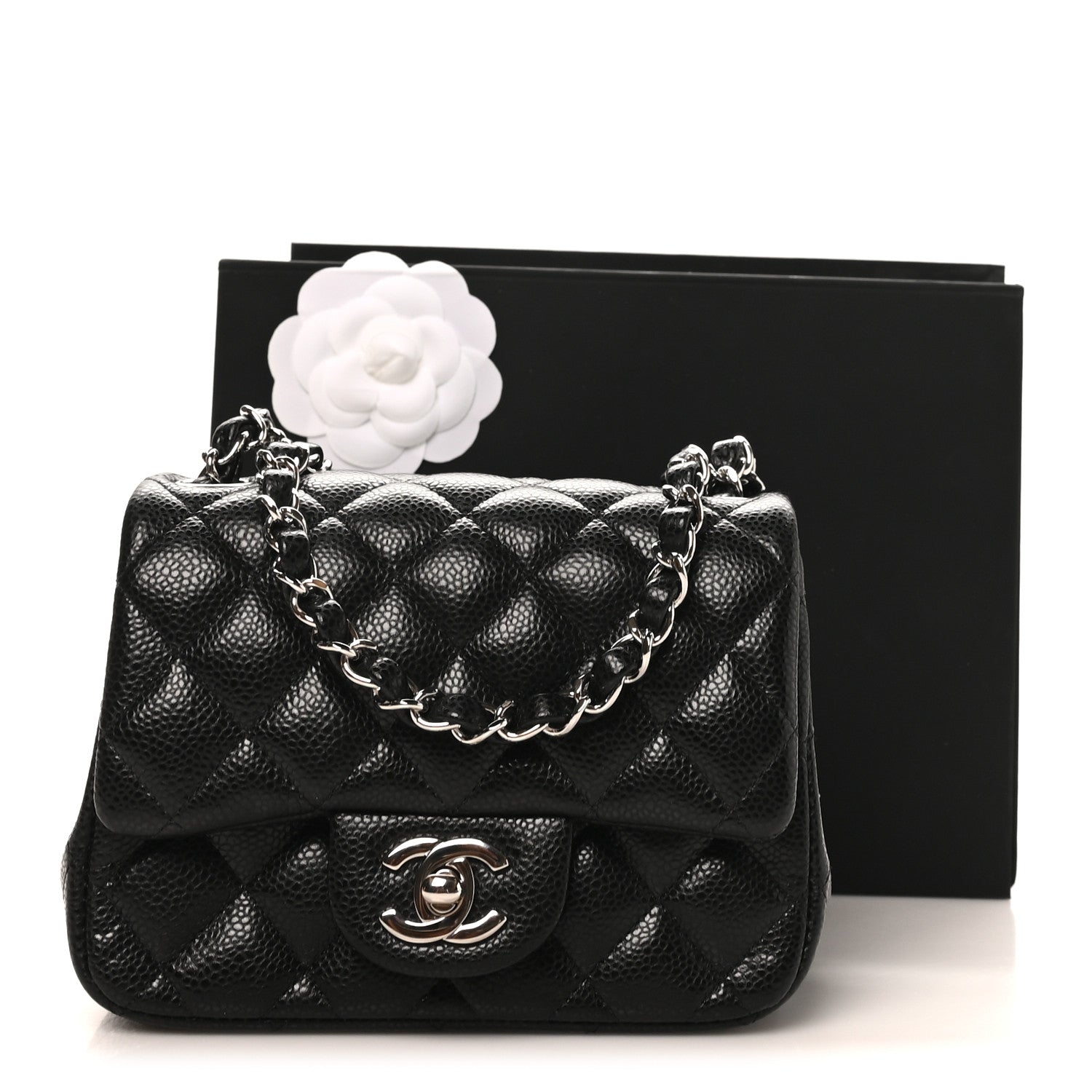 Caviar Quilted Mini Square Flap Black