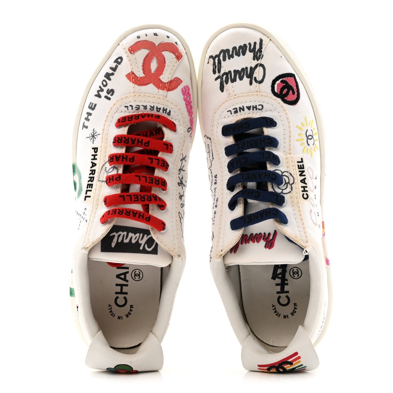 X PHARRELL WILLIAMS Canvas Womens Sneakers 38 White Multicolor