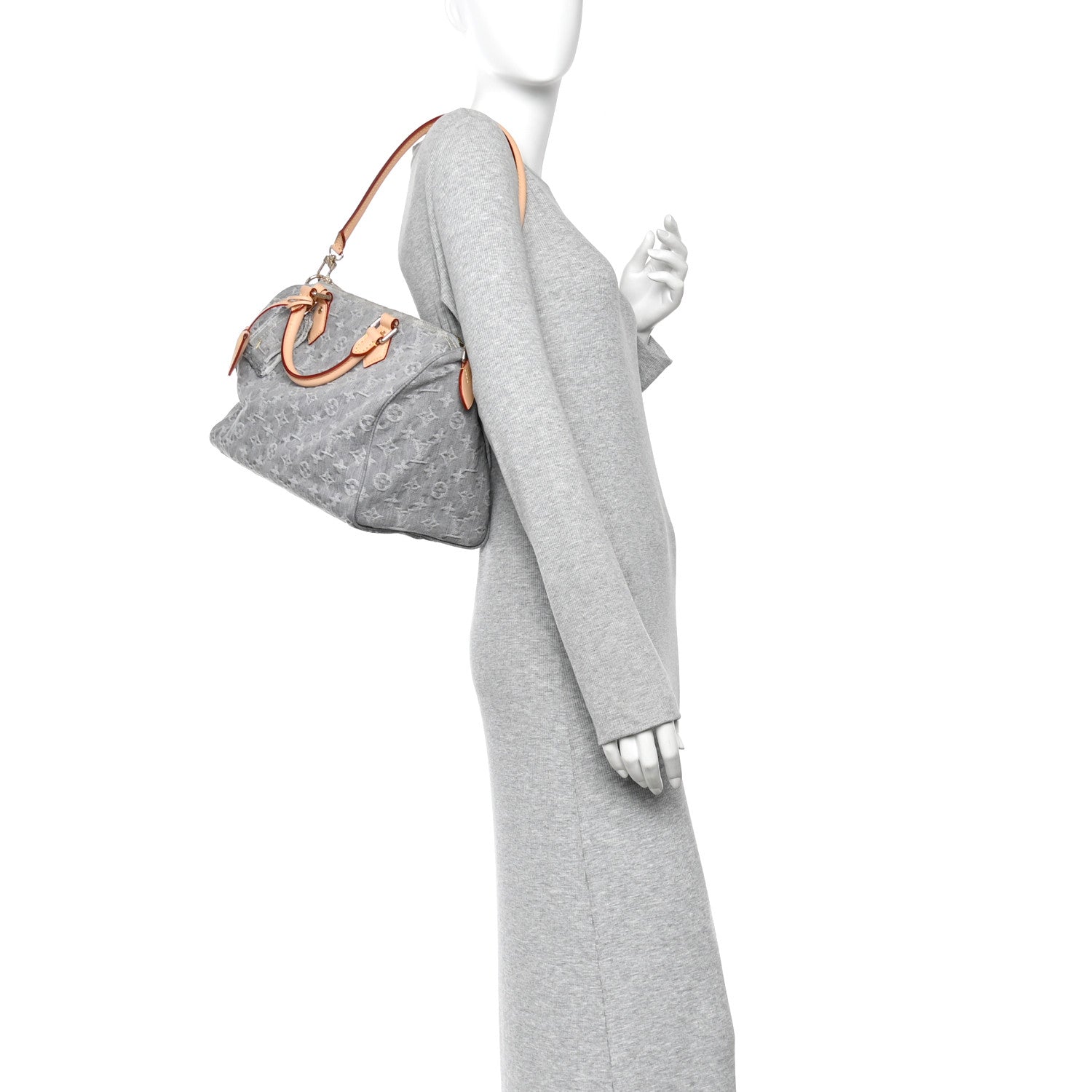 Monogram Denim Speedy Soft 30 Washed Gray