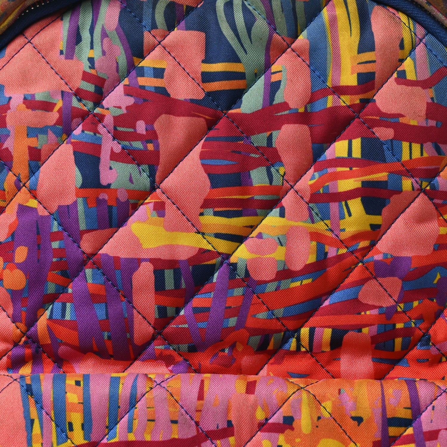 Foulard Fabric Quilted Printed Backpack Pink