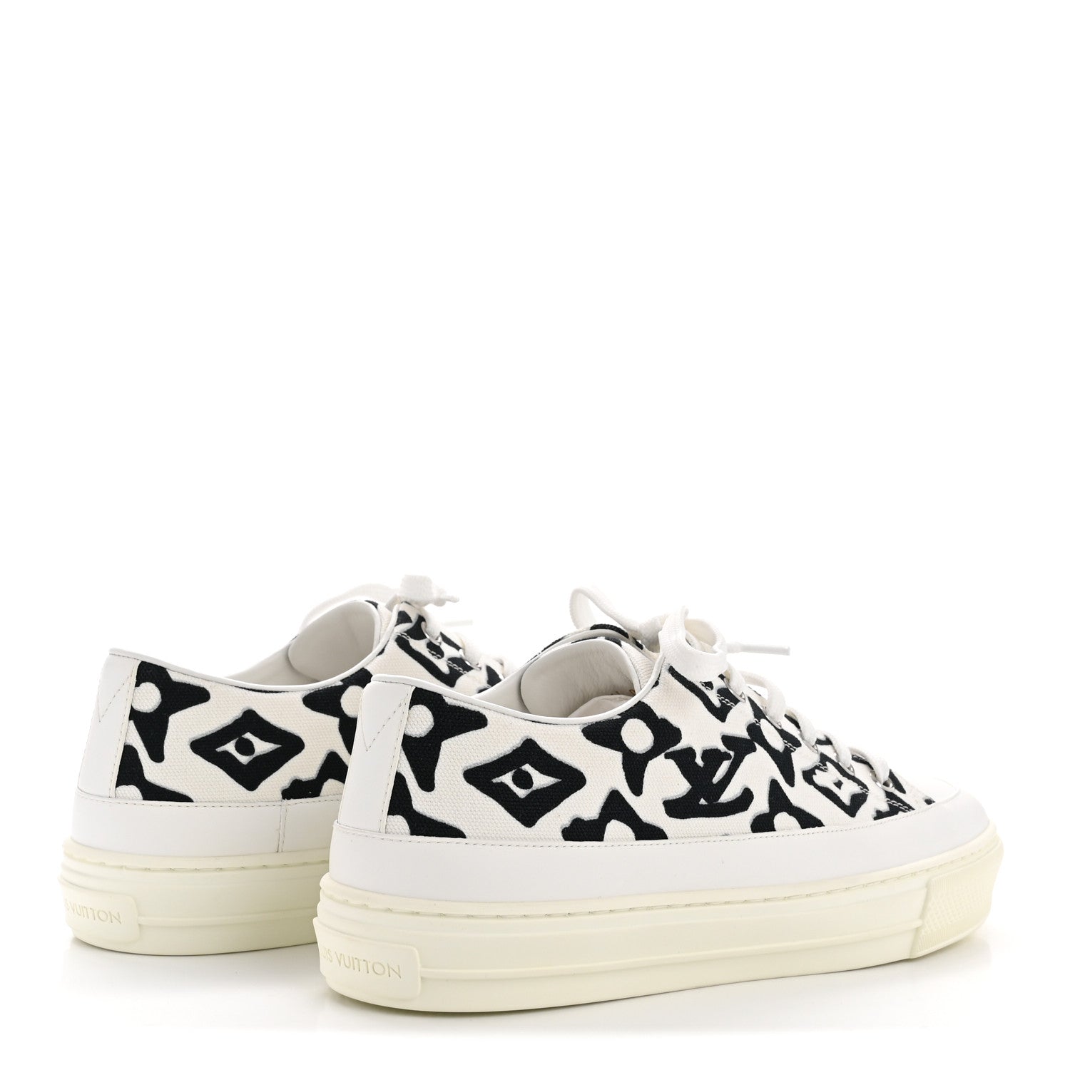 X UF Calfskin Tufted Monogram Stellar Sneakers 38 White Black