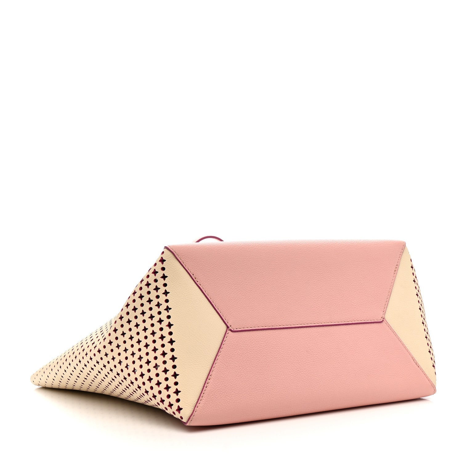 Calfskin Perforated Lockme Cabas Rose Poudre Creme