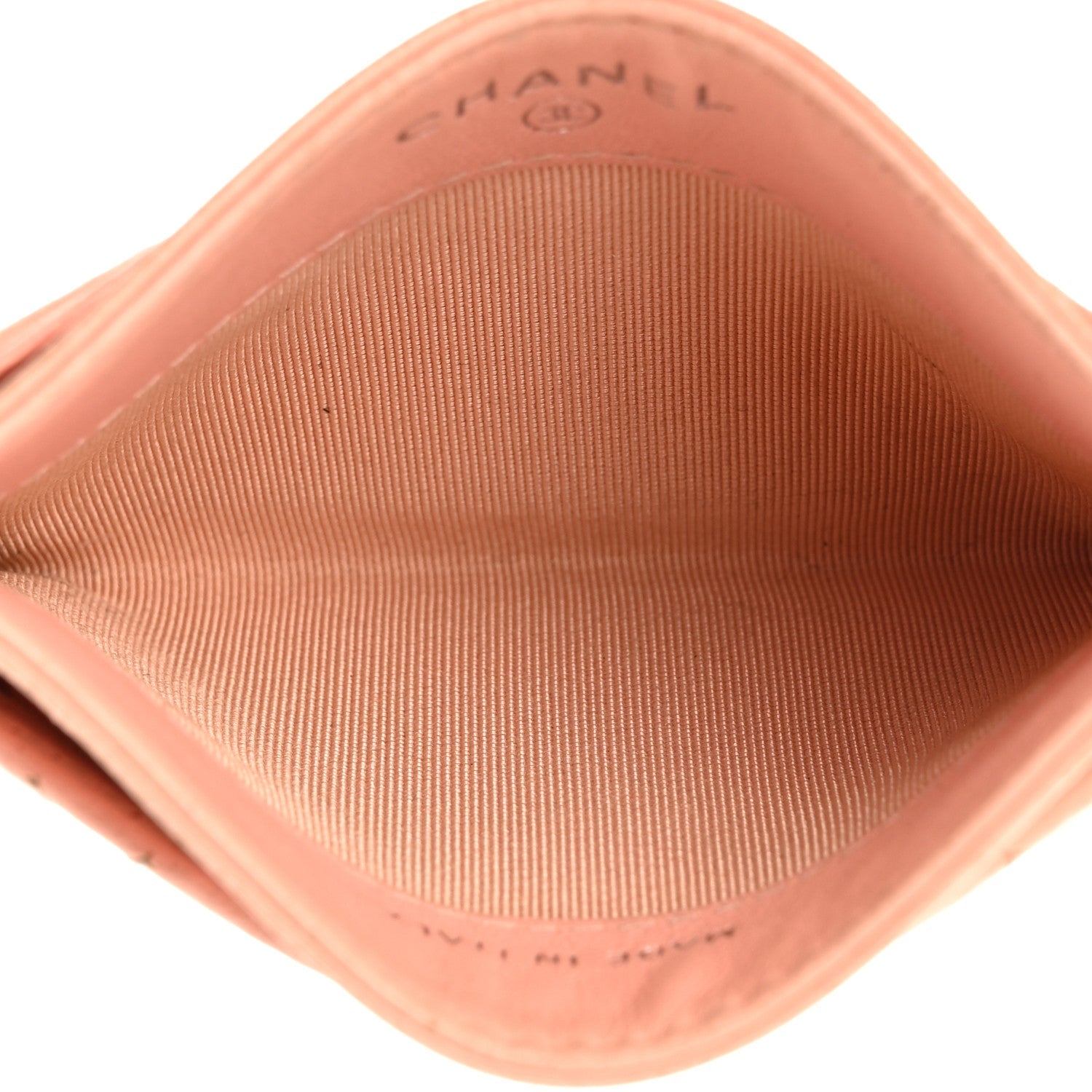 Lambskin Quilted Card Holder Light Pink