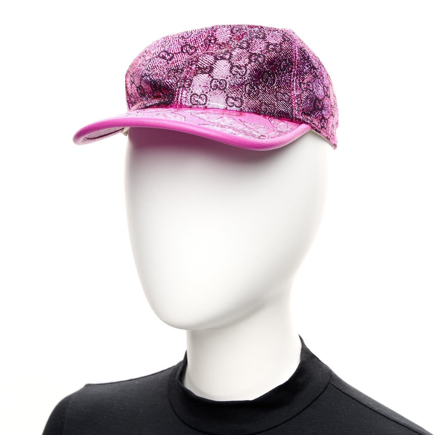Silk Blend Jacquard Monogram Santa Barbara Baseball Hat S Fuxia Black