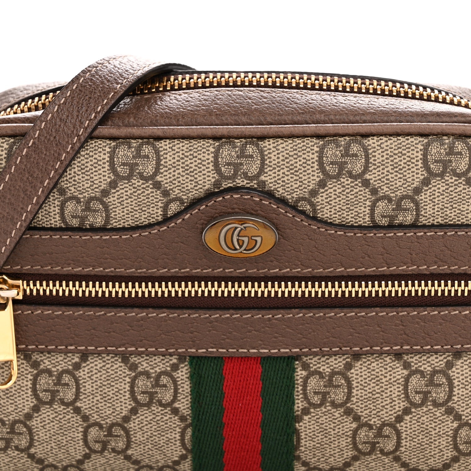 GG Supreme Monogram Web Mini Ophidia Shoulder Bag Brown