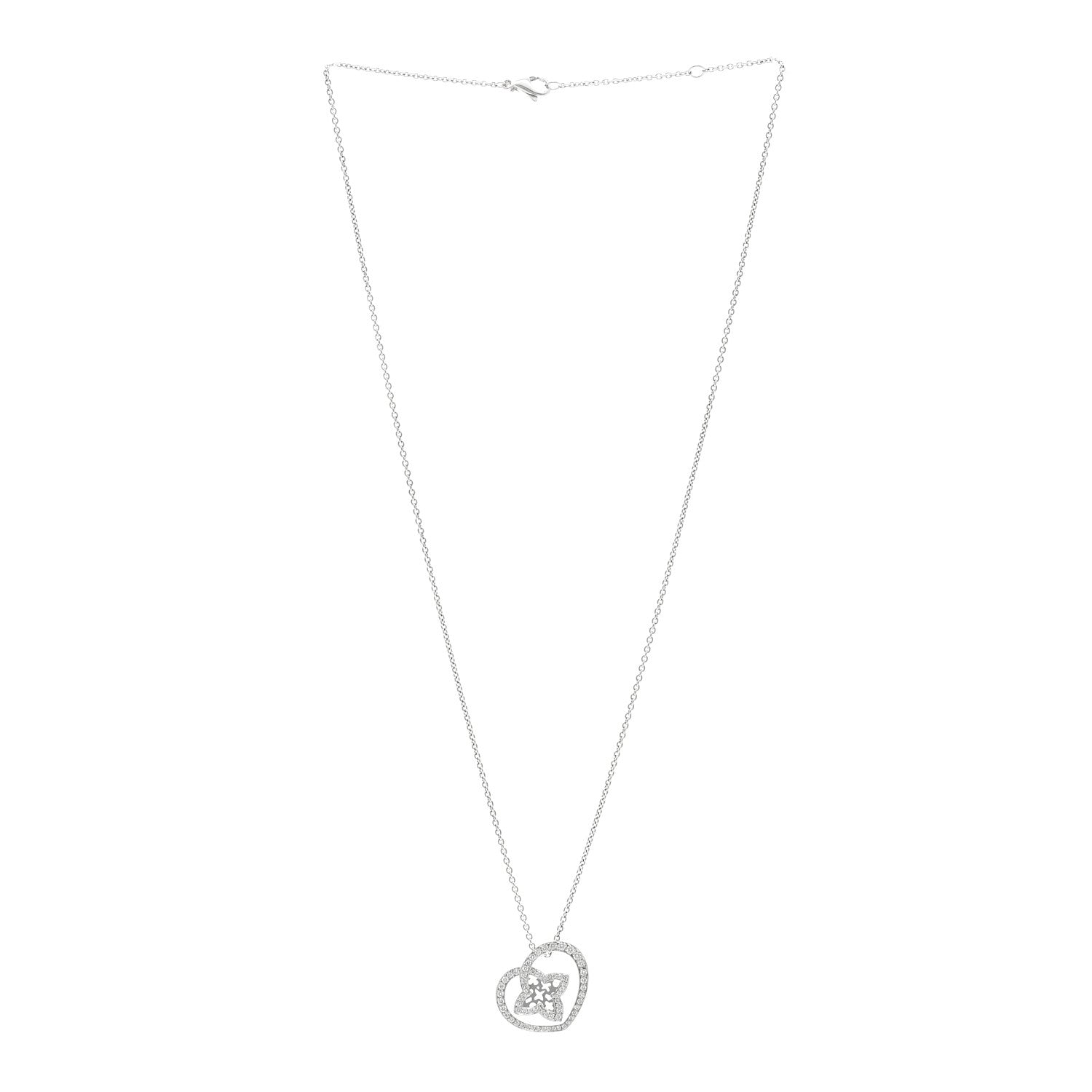 18K White Gold Diamond Small Coeur Heart Pendant Necklace
