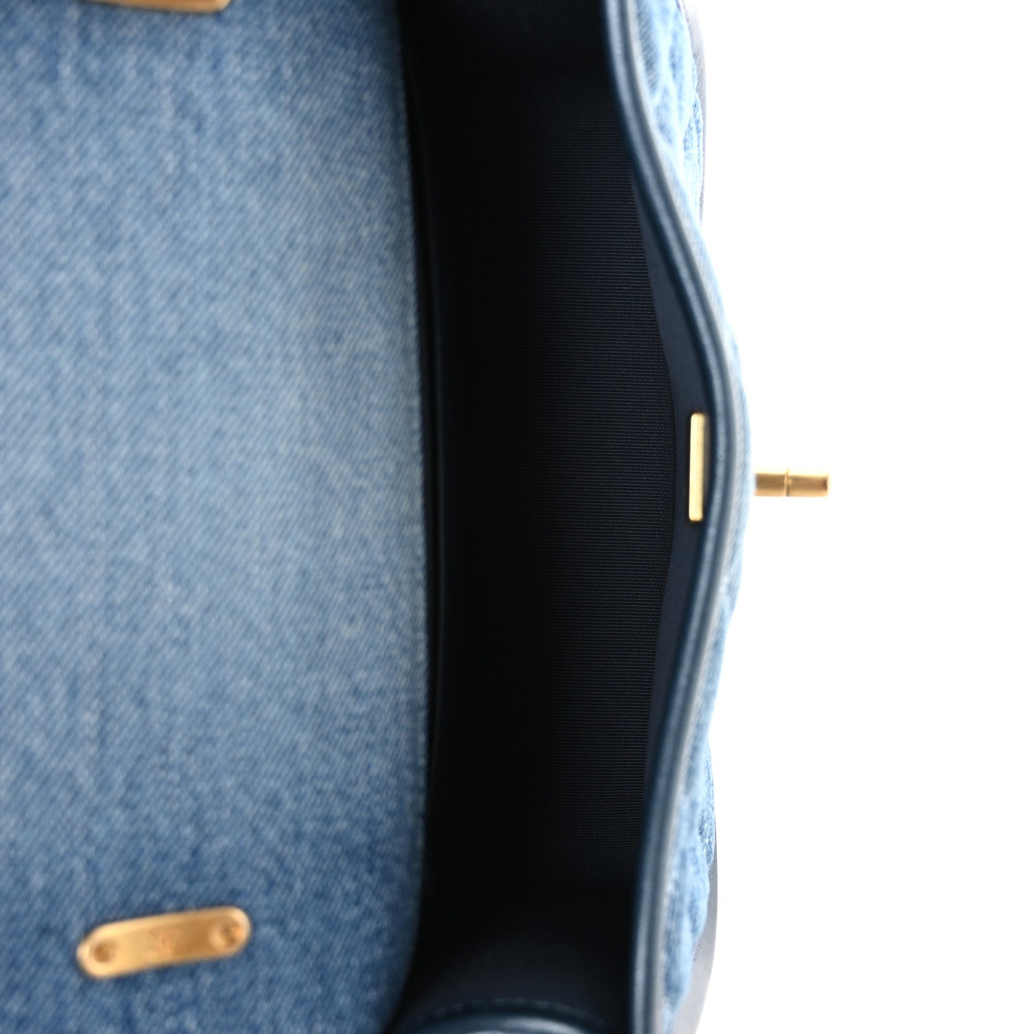 Washed Denim Quilted Small Messenger Flap Blue
