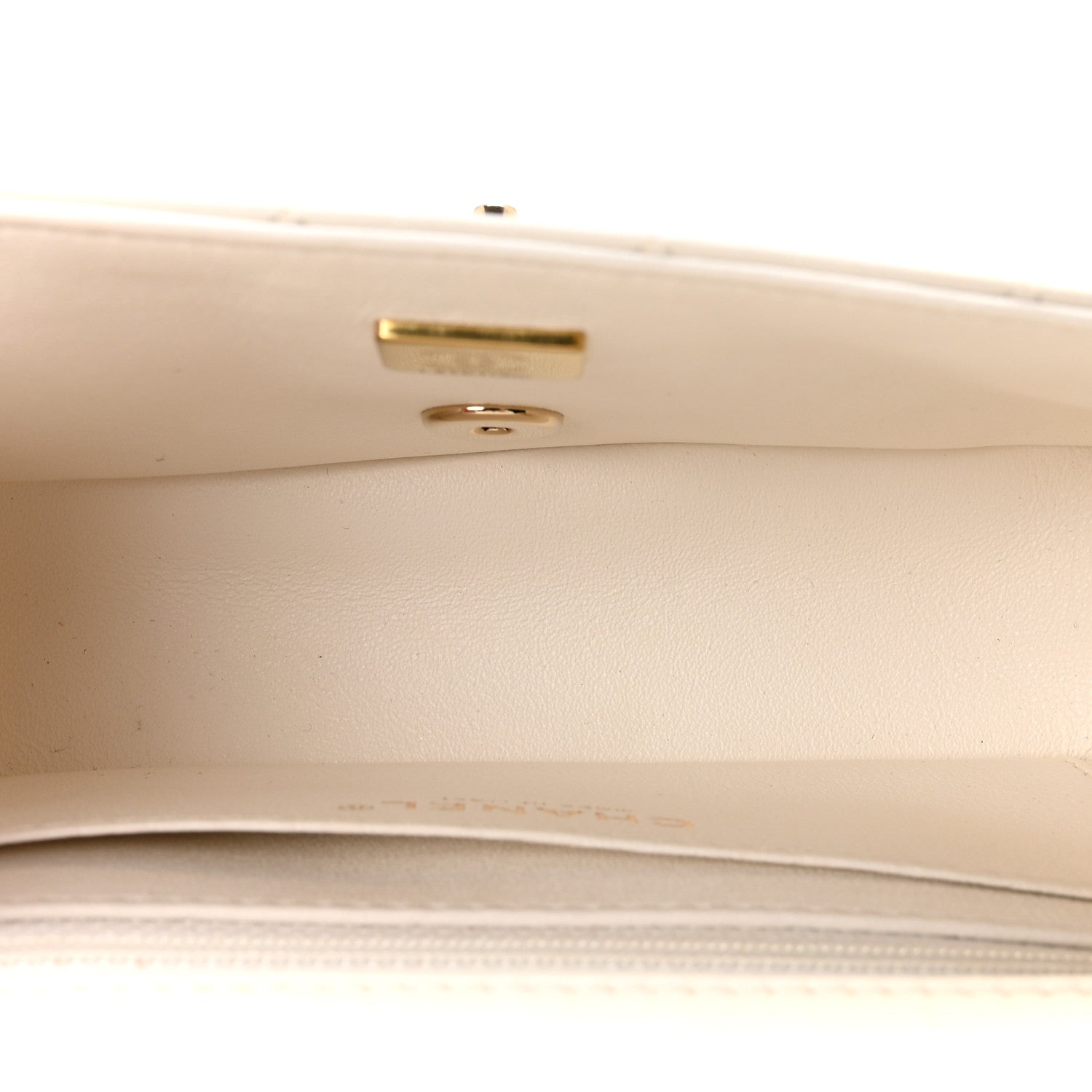 Lambskin Quilted Mini Rectangular Flap White
