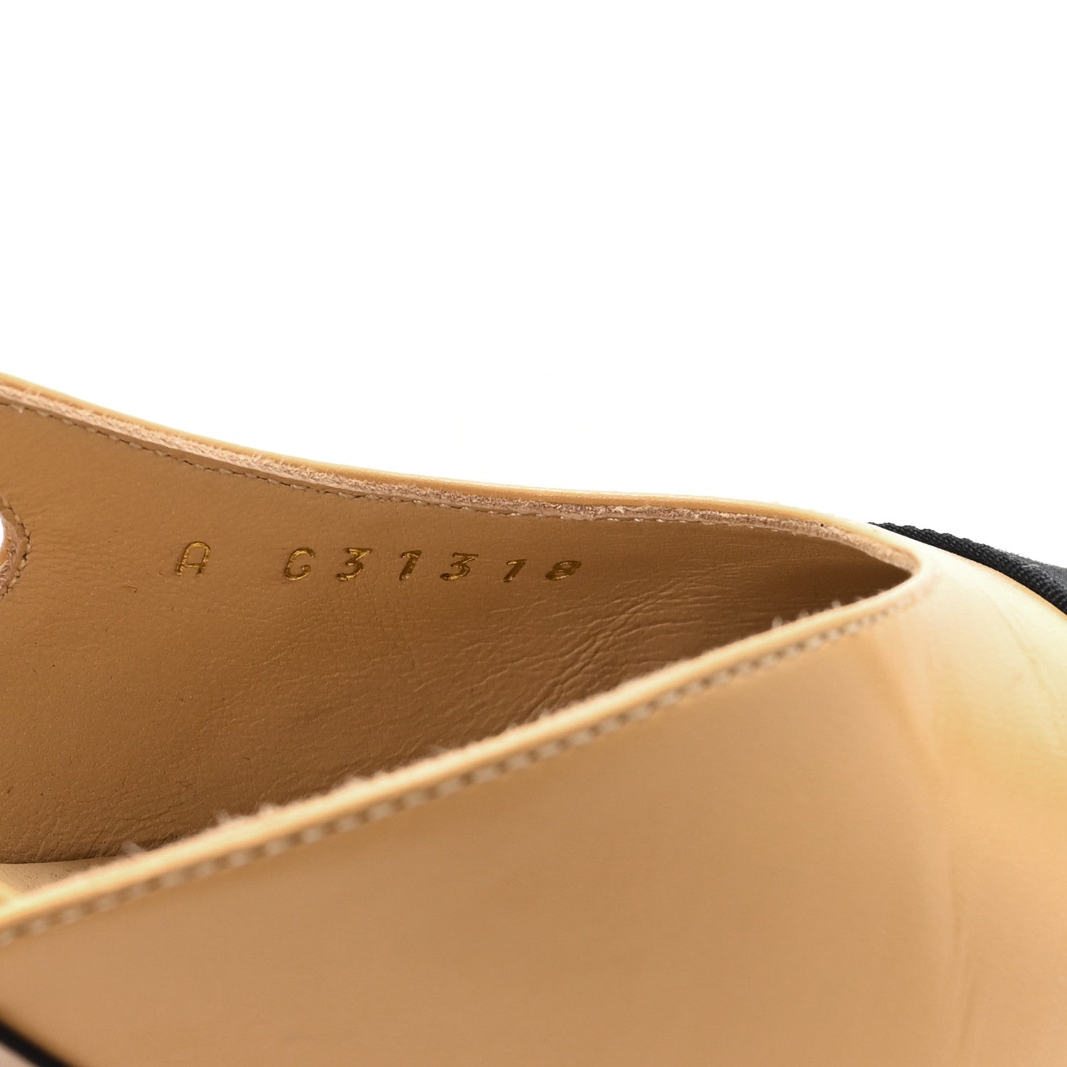 Lambskin Grosgrain Cap Toe CC Slingback Pumps 36 Beige Black