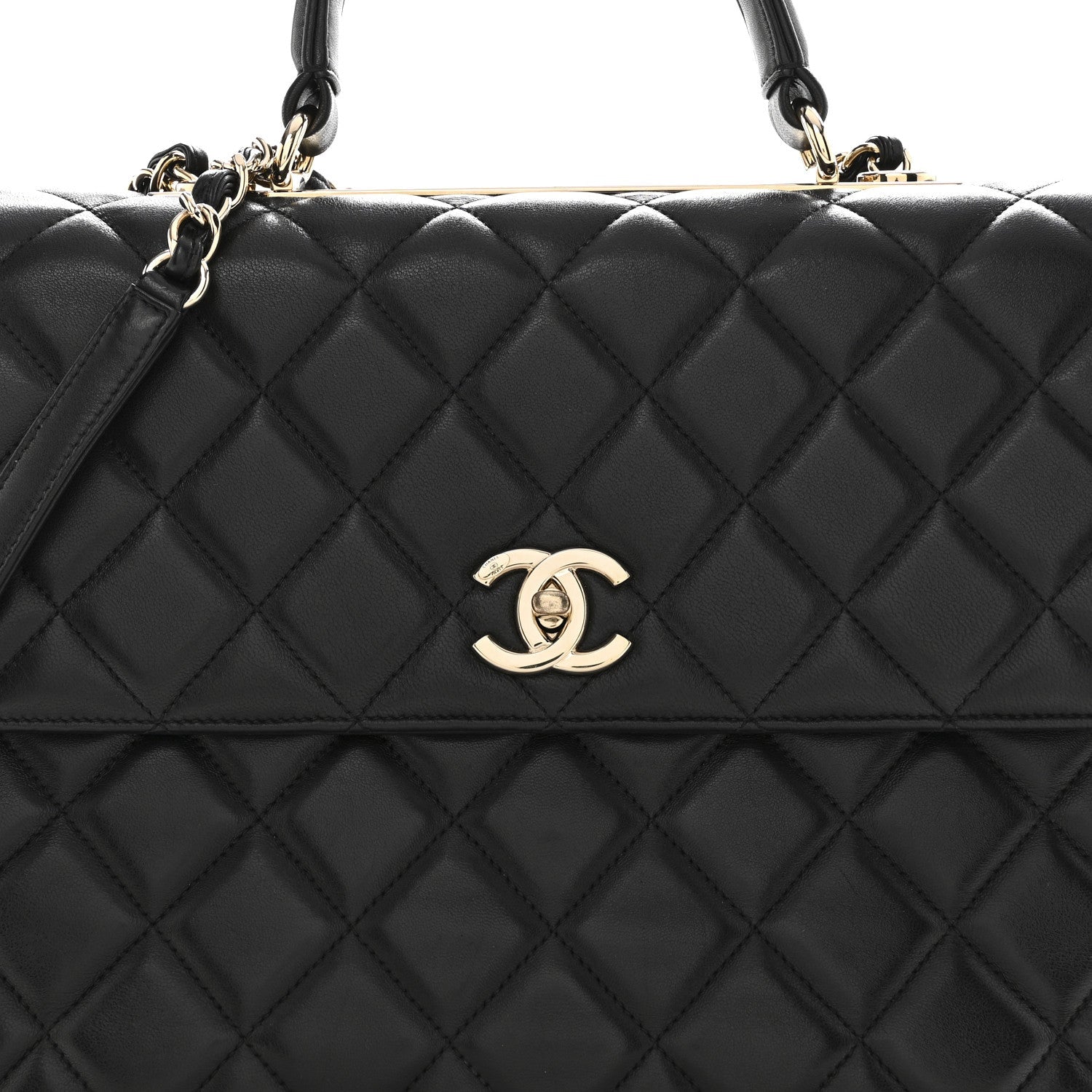 Lambskin Quilted Large Trendy CC Dual Handle Flap Bag Black
