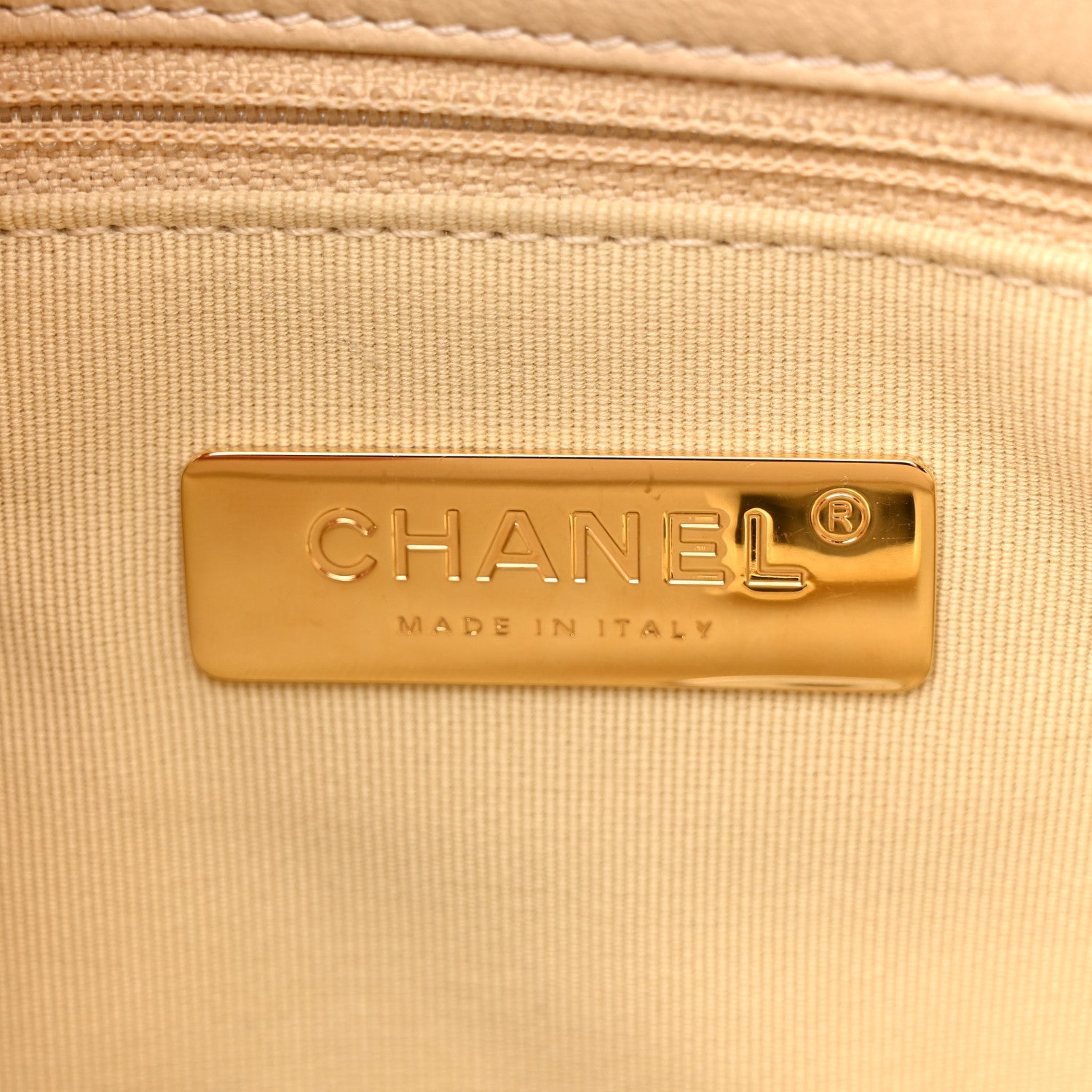 Lambskin Quilted Large Chanel 19 Flap Beige