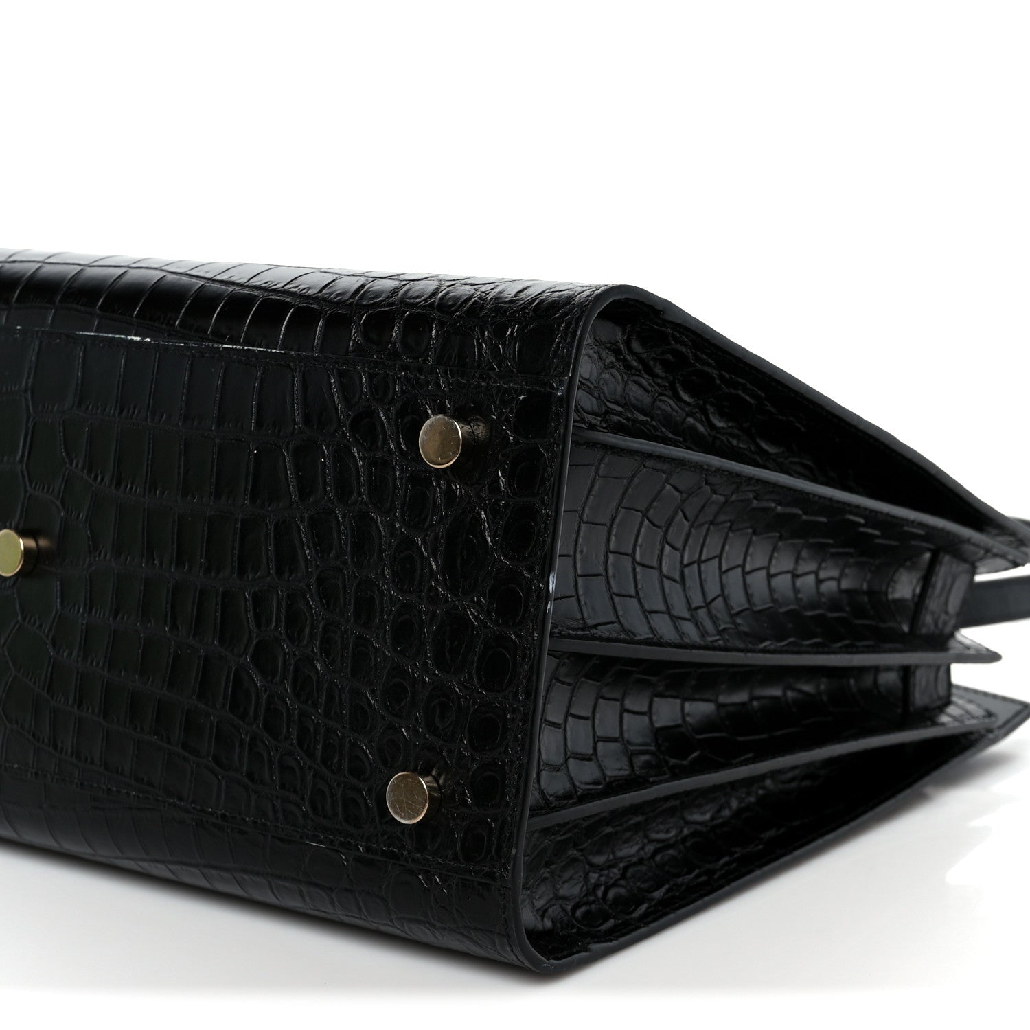 Calfskin Crocodile Embossed Small Sac de Jour Black