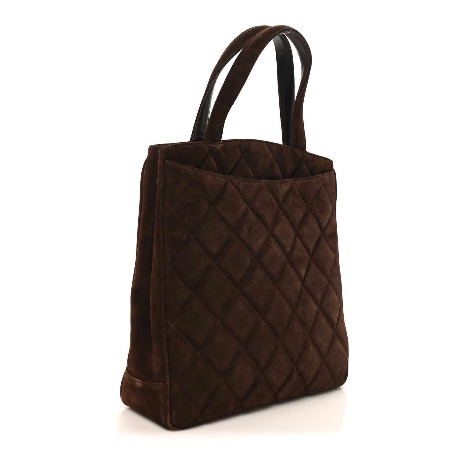 Suede Quilted Tote Brown