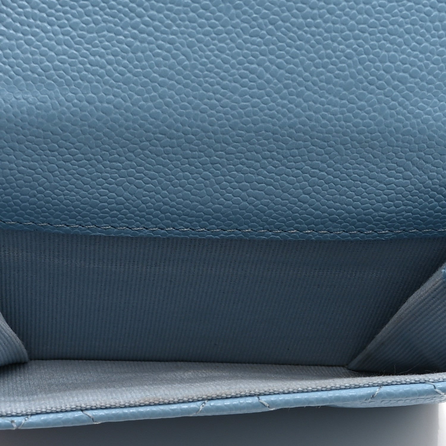 Caviar Quilted Double Flap Wallet Light Blue