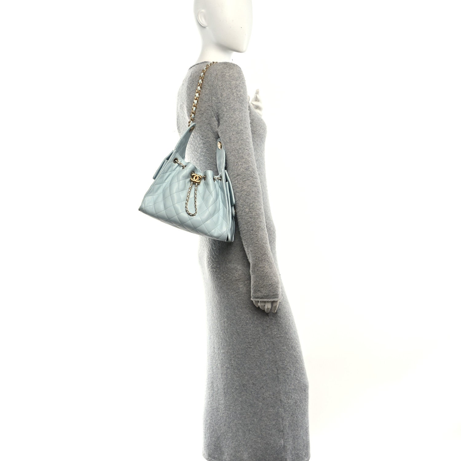 Caviar Quilted Small Chanel 25 Handbag Light Blue