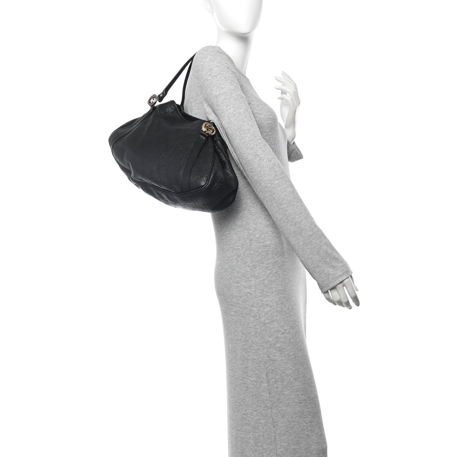 Guccissima Medium GG Twins Shoulder Bag Black