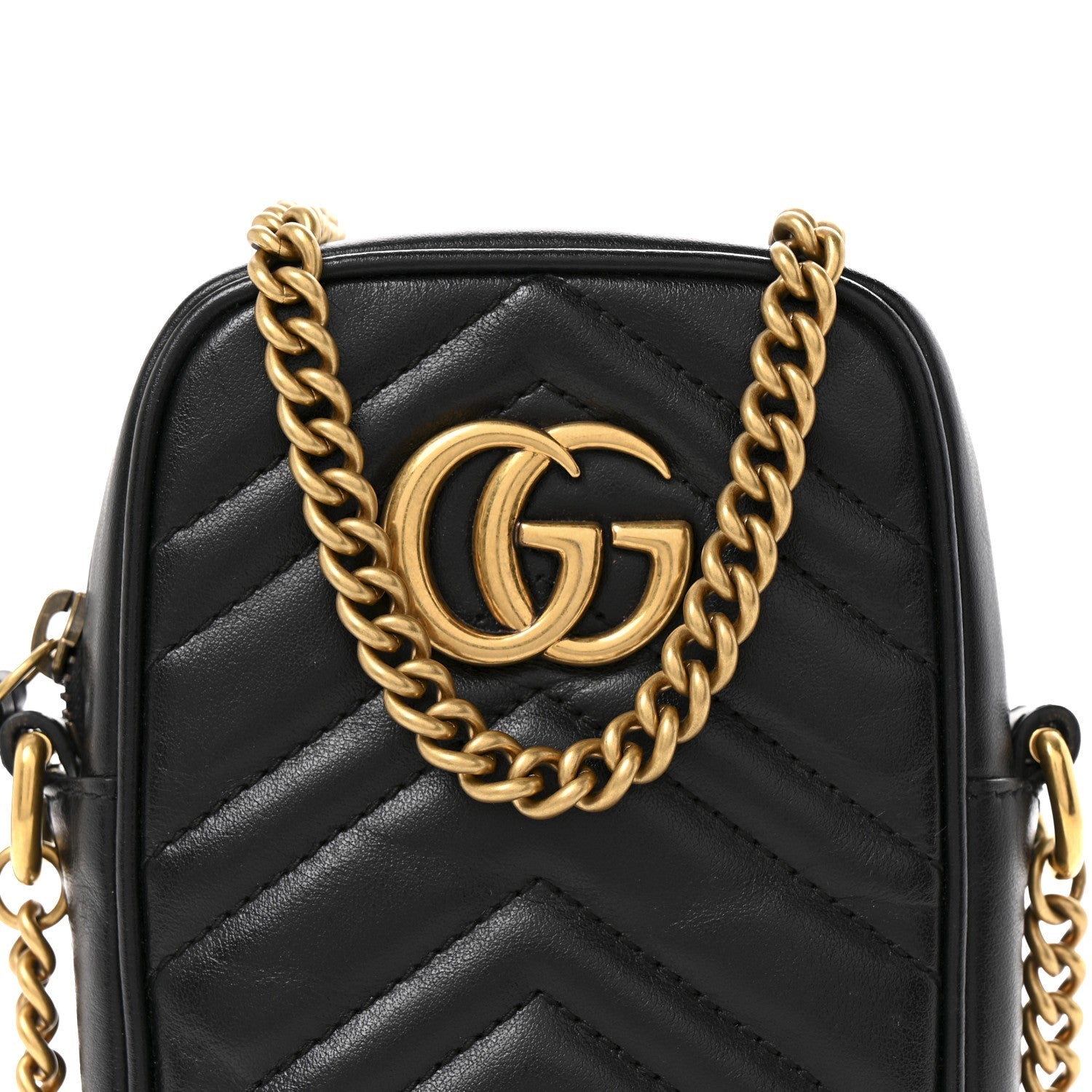 Calfskin Matelasse Mini GG Marmont Crossbody Bag Black
