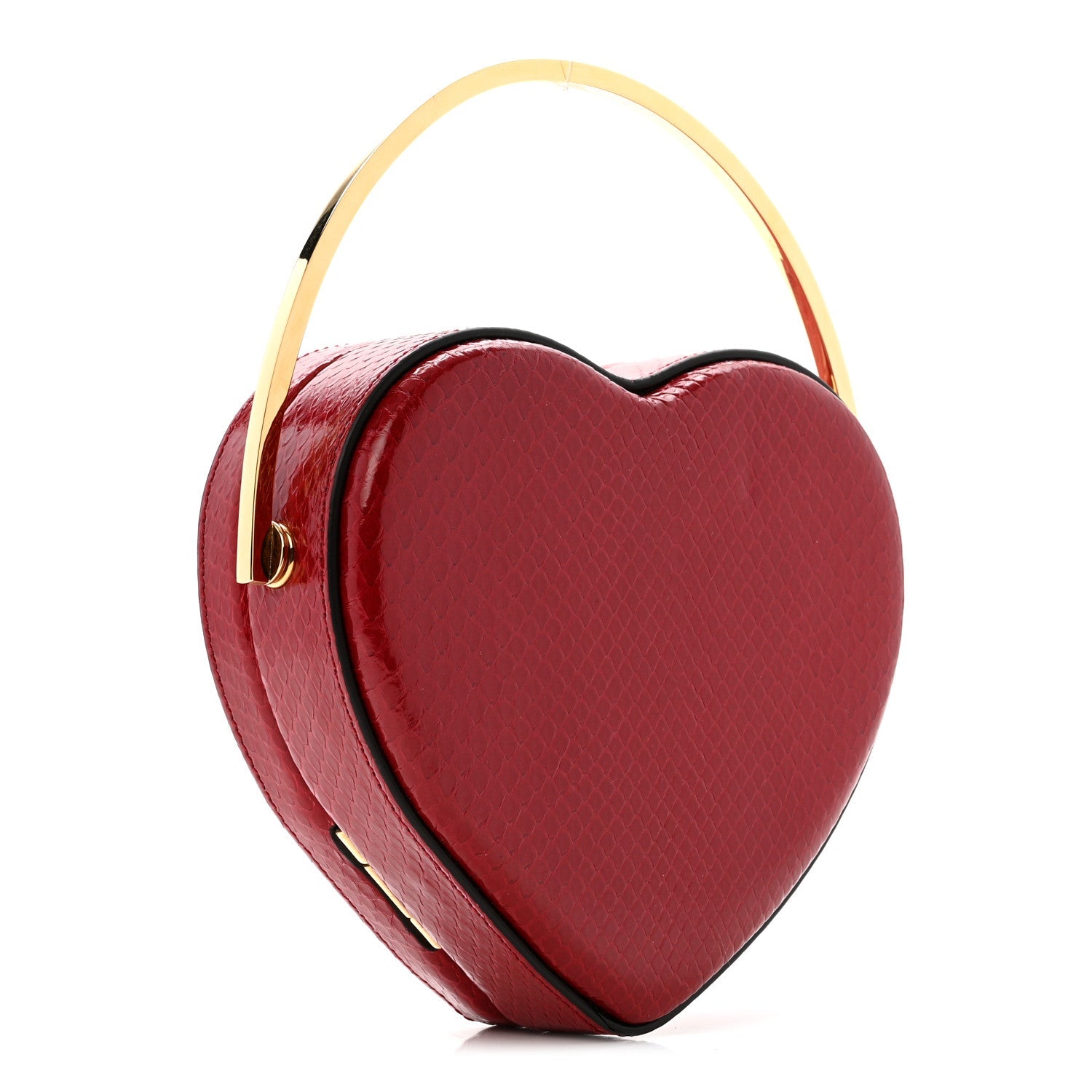 Snakeskin Broadway Mini Heart Top Handle Bag Rasberry Candy