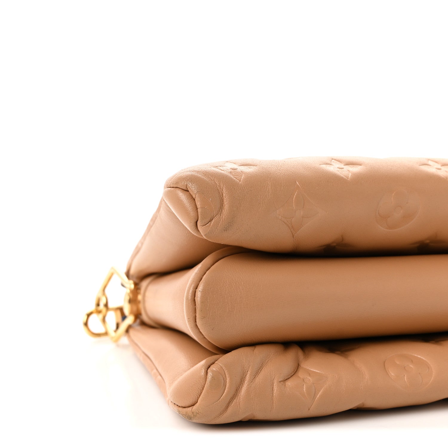 Lambskin Embossed Monogram Coussin PM Camel