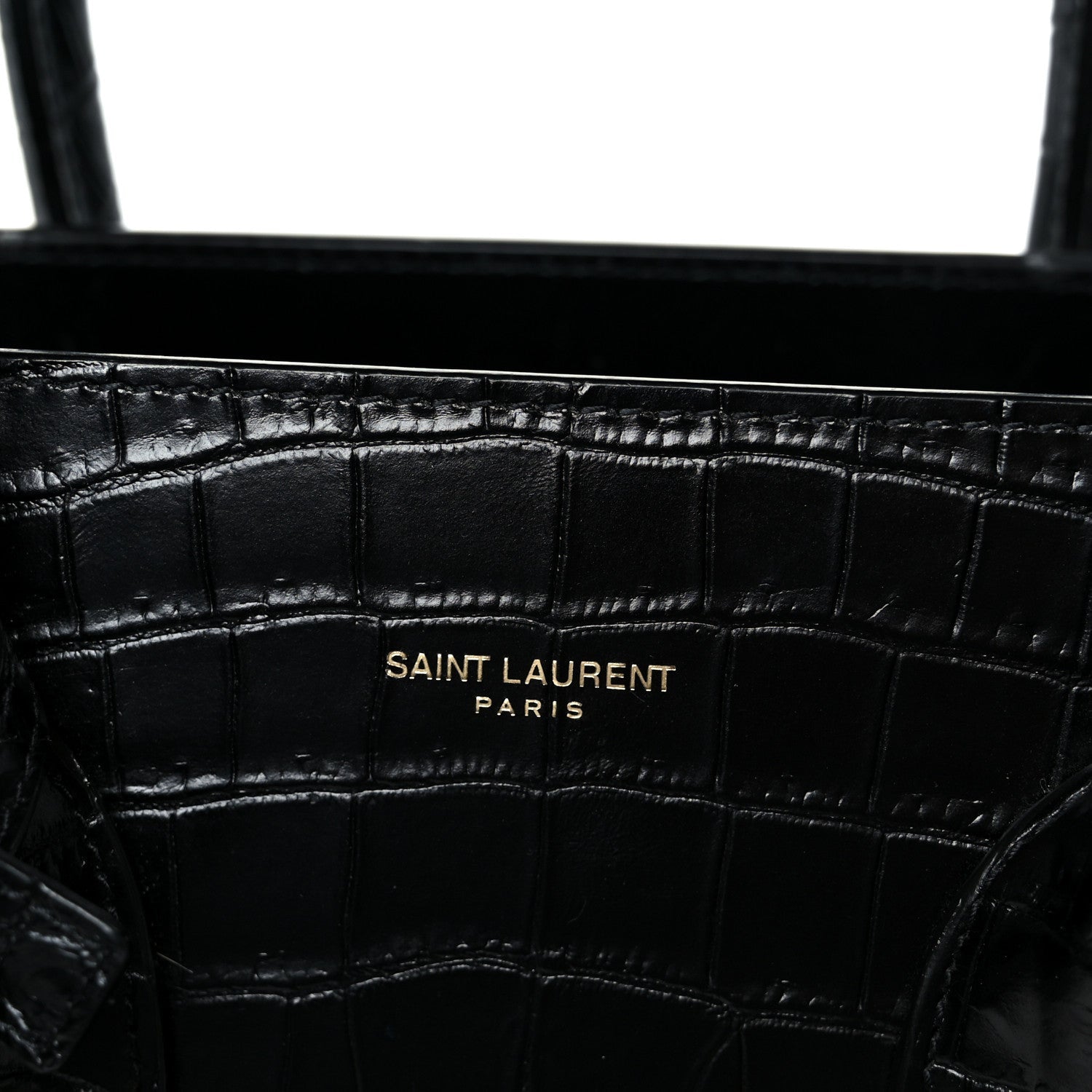 Calfskin Crocodile Embossed Small Sac de Jour Black