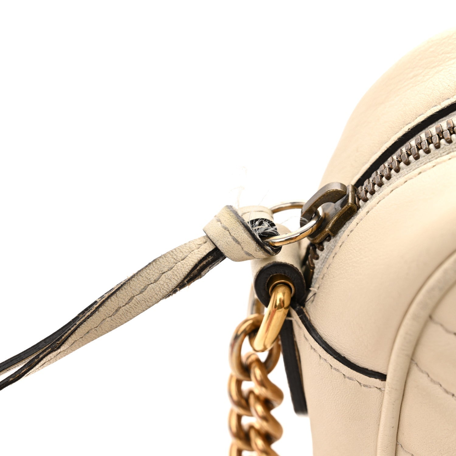 Calfskin Matelasse Small GG Marmont Chain Shoulder Bag White