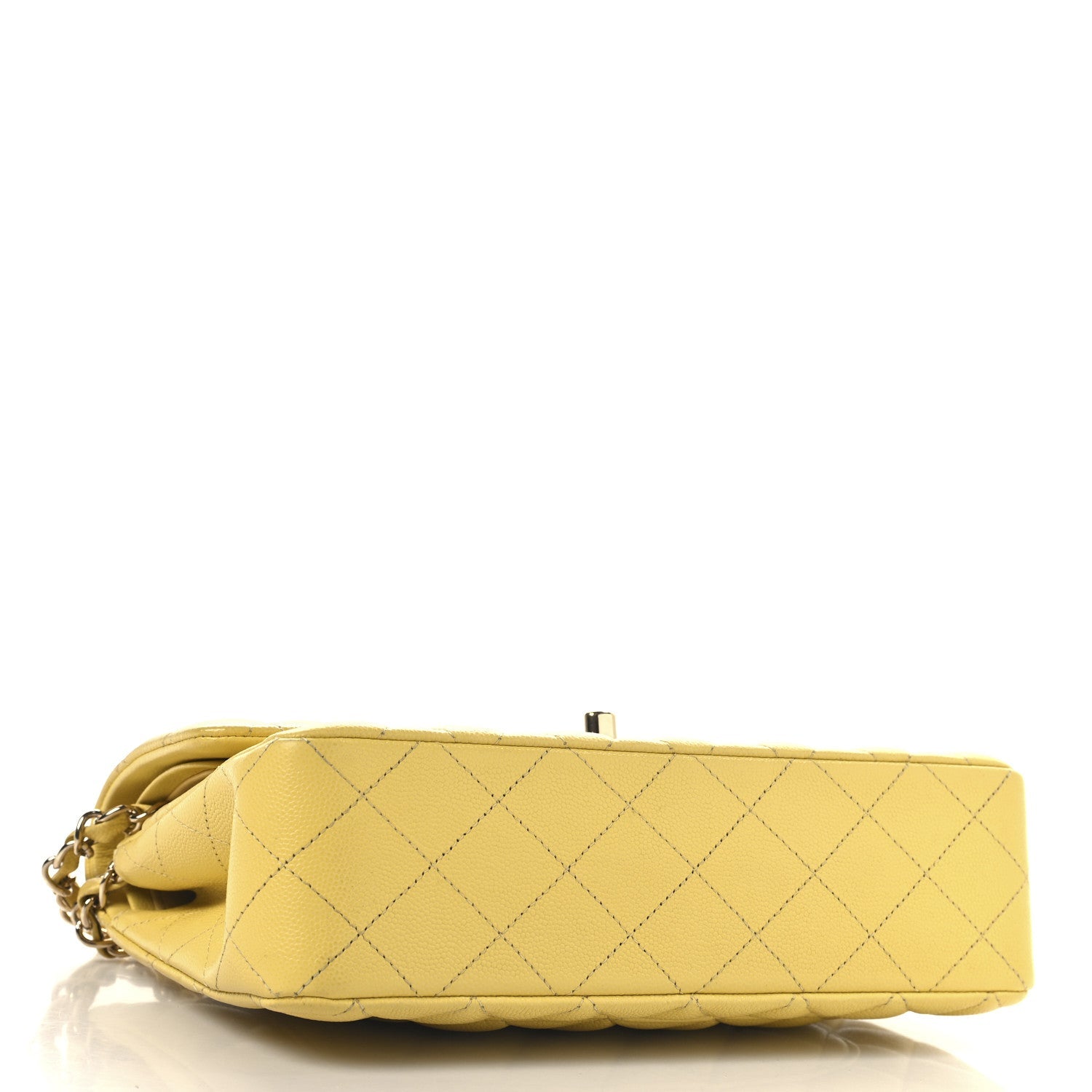 Caviar Quilted Small Double Flap Light Yellow
